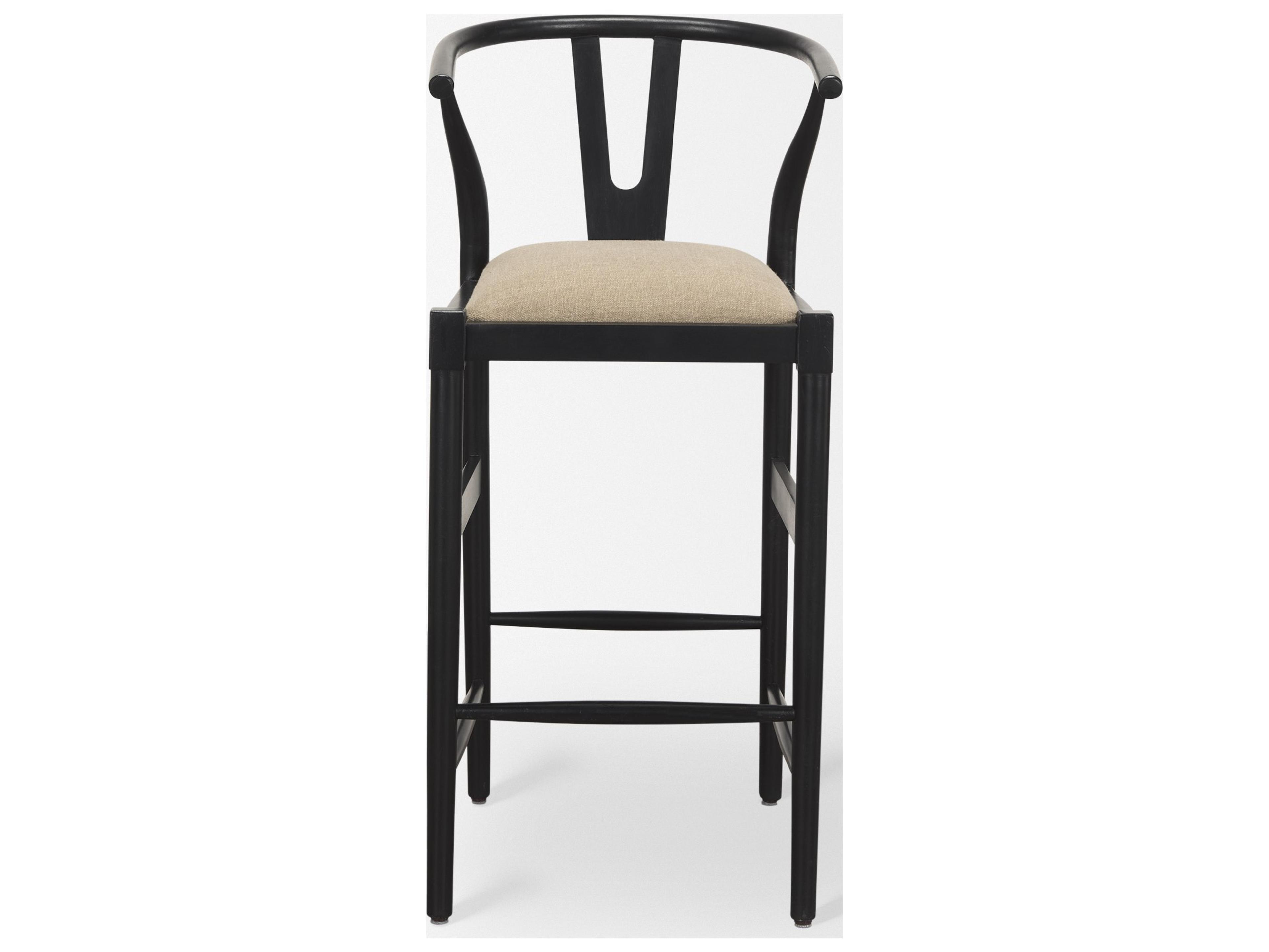 Mercana Trixie Black Wood Frame w/ Dark Taupe Fabric Seat Bar Stool