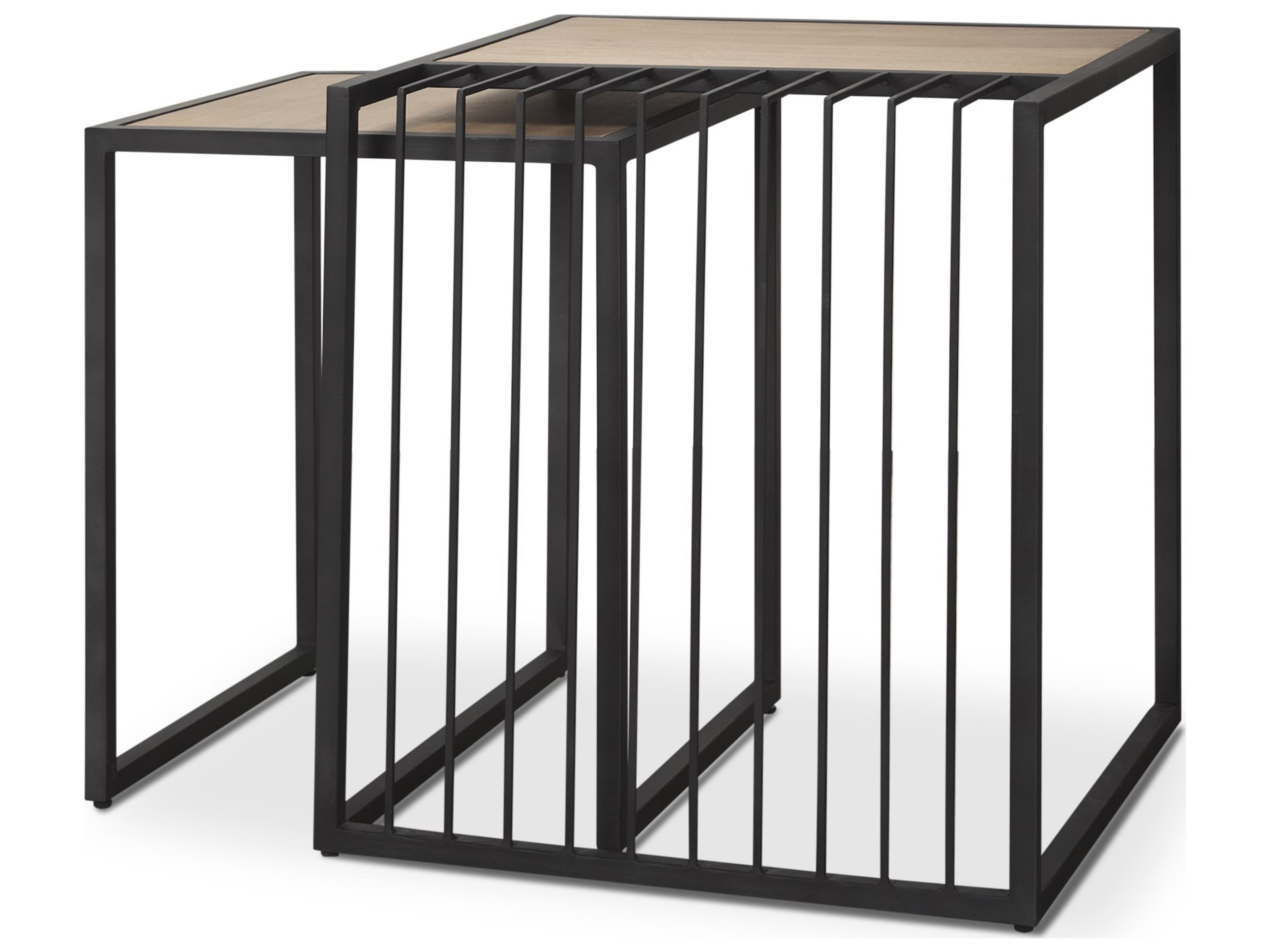 Miles Black Metal w/ Light Wood Nesting End/Side Table