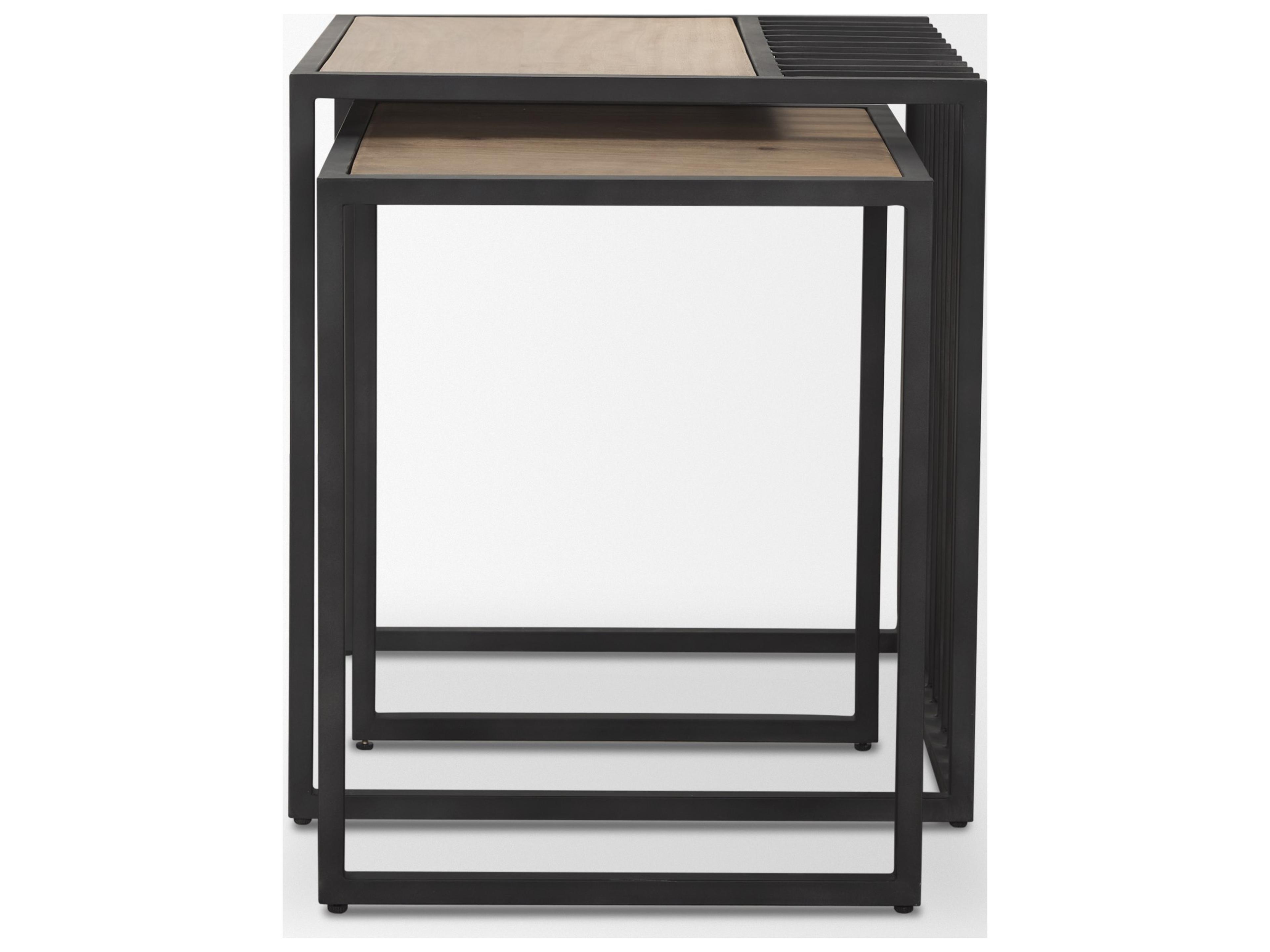 Mercana Miles Black Metal w/ Light Wood Nesting End/Side Table