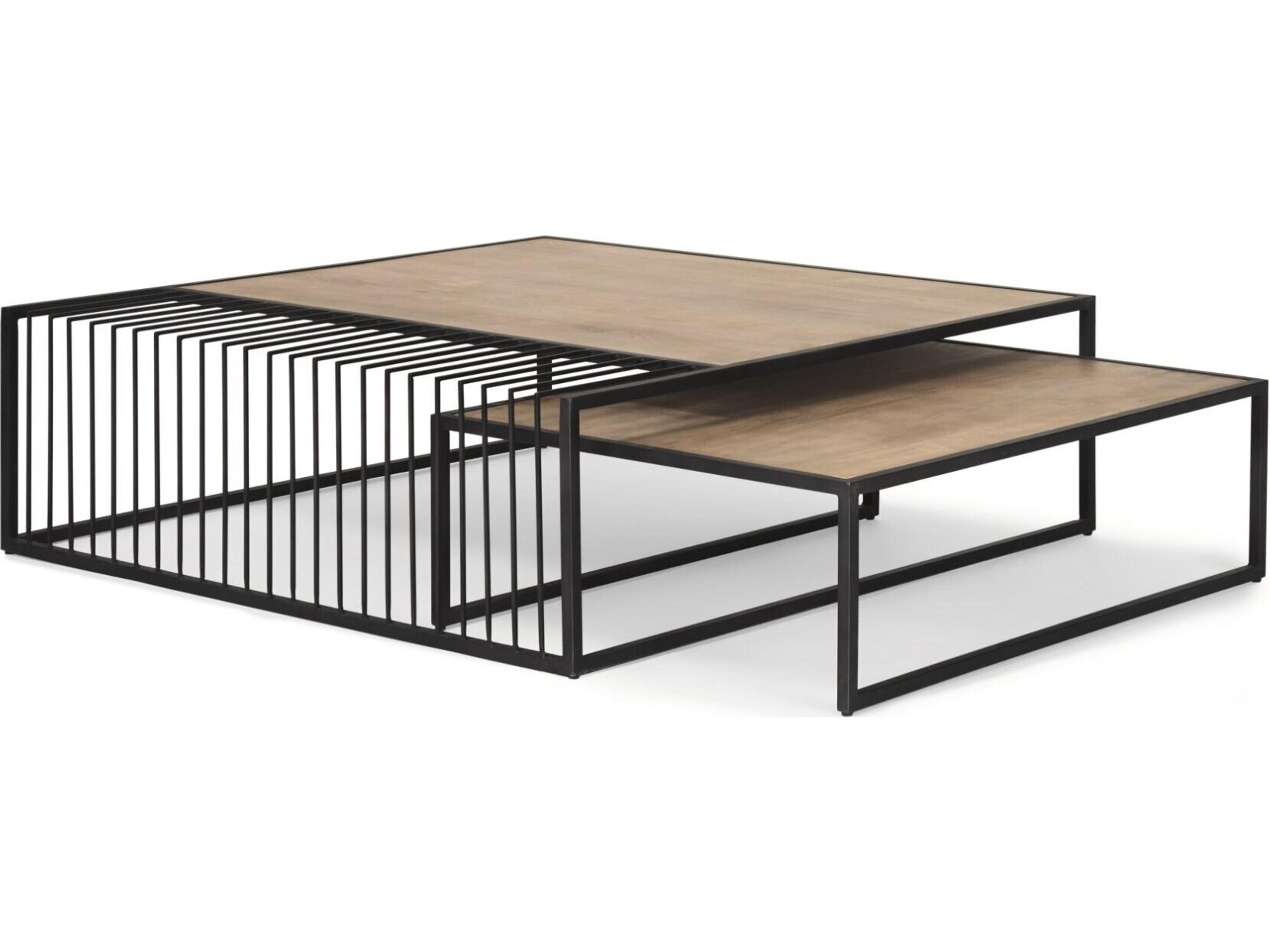 Miles Black Metal w/ Light Wood Nesting Coffee Table