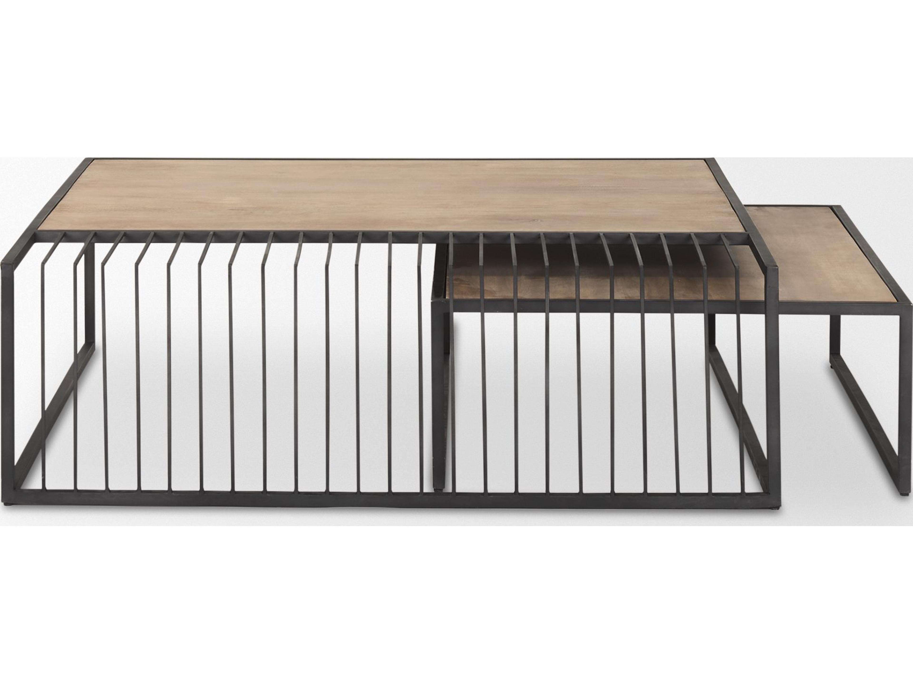 Mercana Miles Black Metal w/ Light Wood Nesting Coffee Table