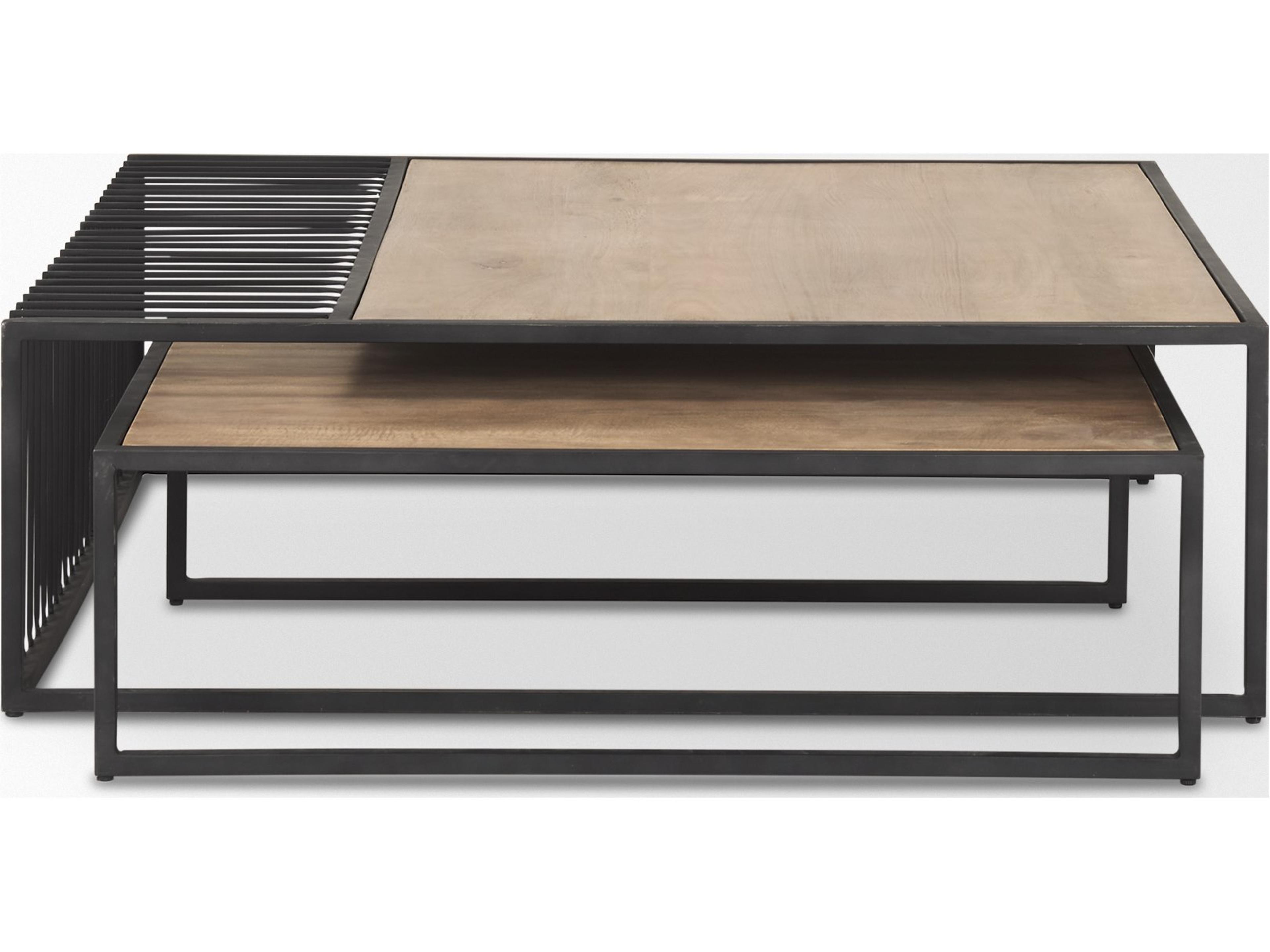 Mercana Miles Black Metal w/ Light Wood Nesting Coffee Table