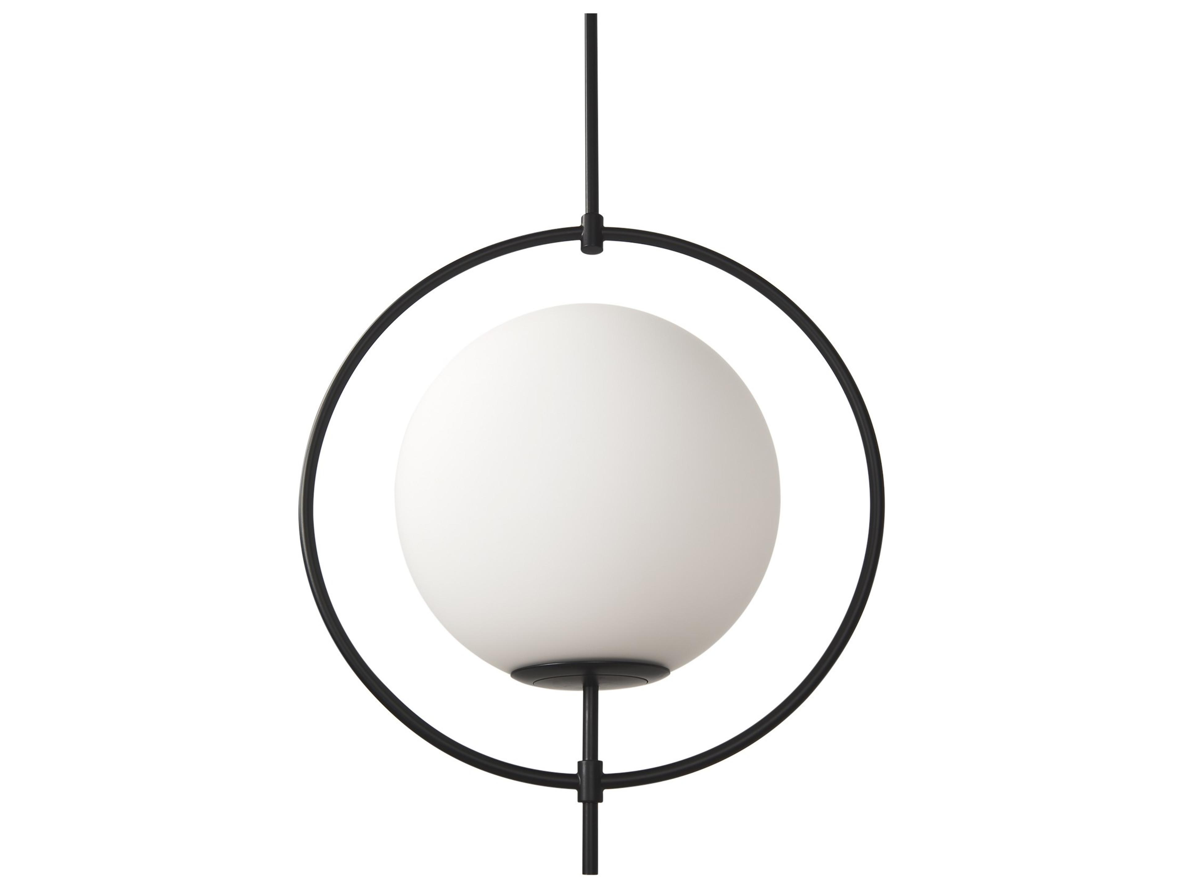 Farrah Frosted Glass Globe set in Matte Black Metal Pendant Ceiling Light