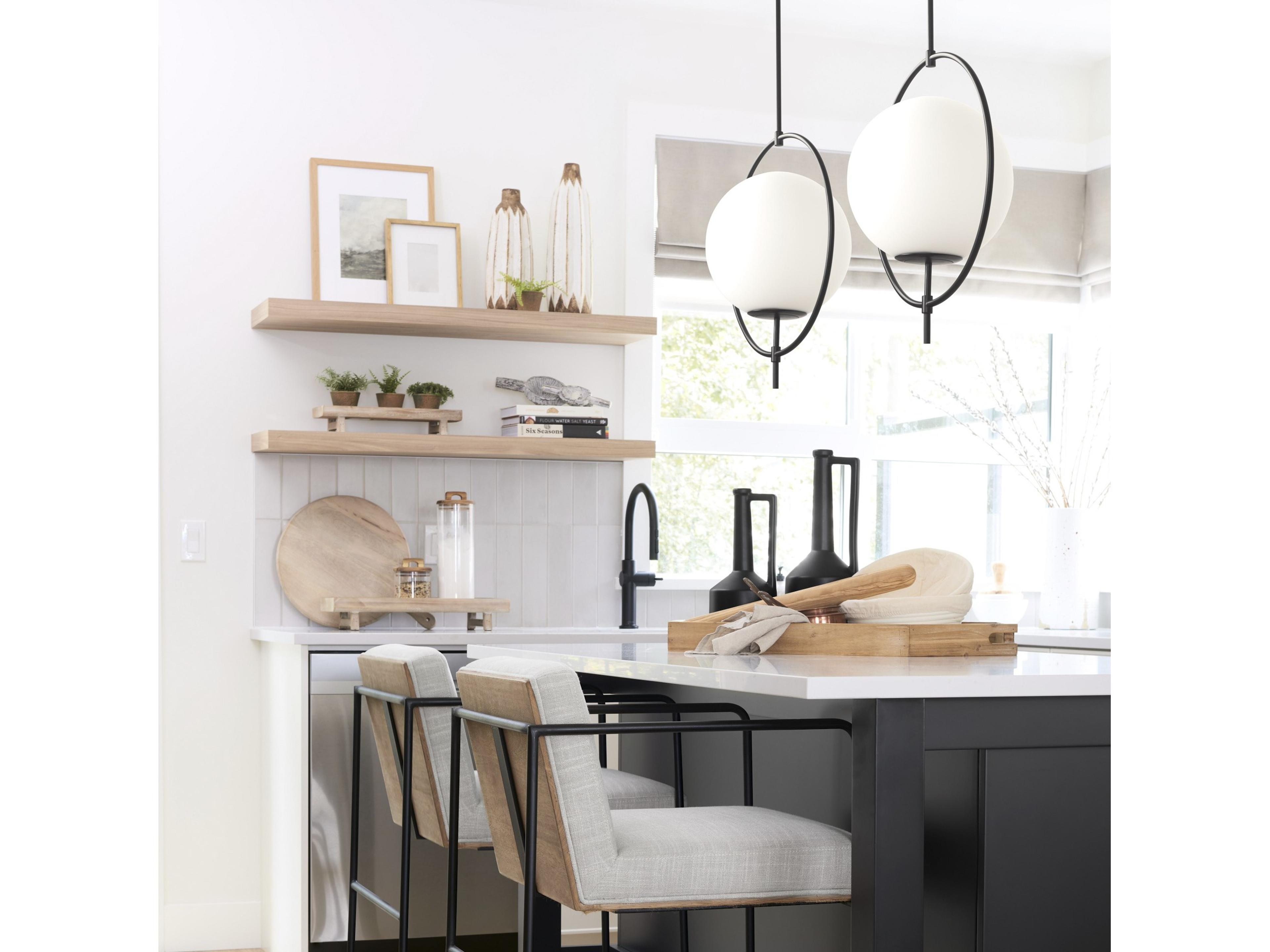 Mercana Farrah Frosted Glass Globe set in Matte Black Metal Pendant Ceiling Light