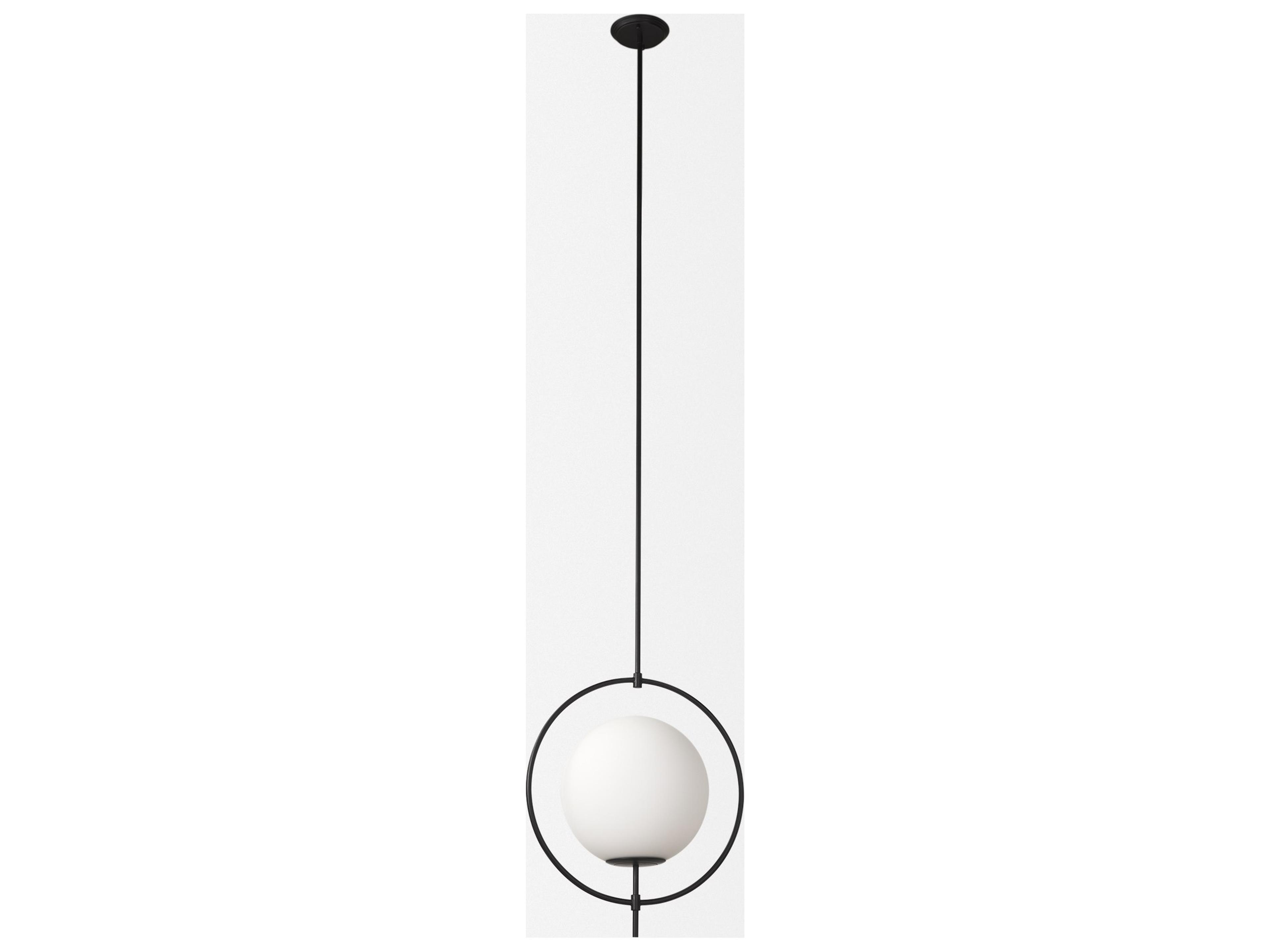 Mercana Farrah Frosted Glass Globe set in Matte Black Metal Pendant Ceiling Light