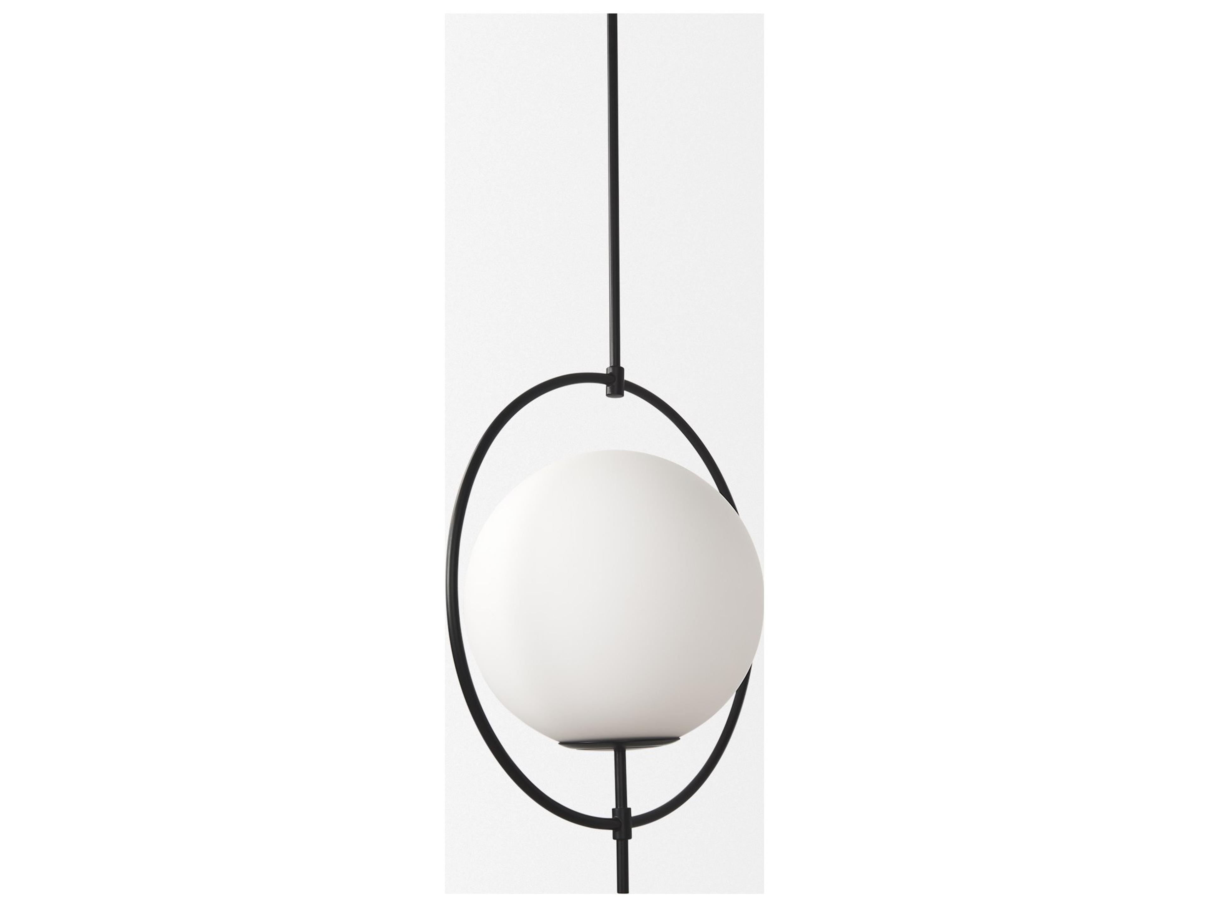 Mercana Farrah Frosted Glass Globe set in Matte Black Metal Pendant Ceiling Light