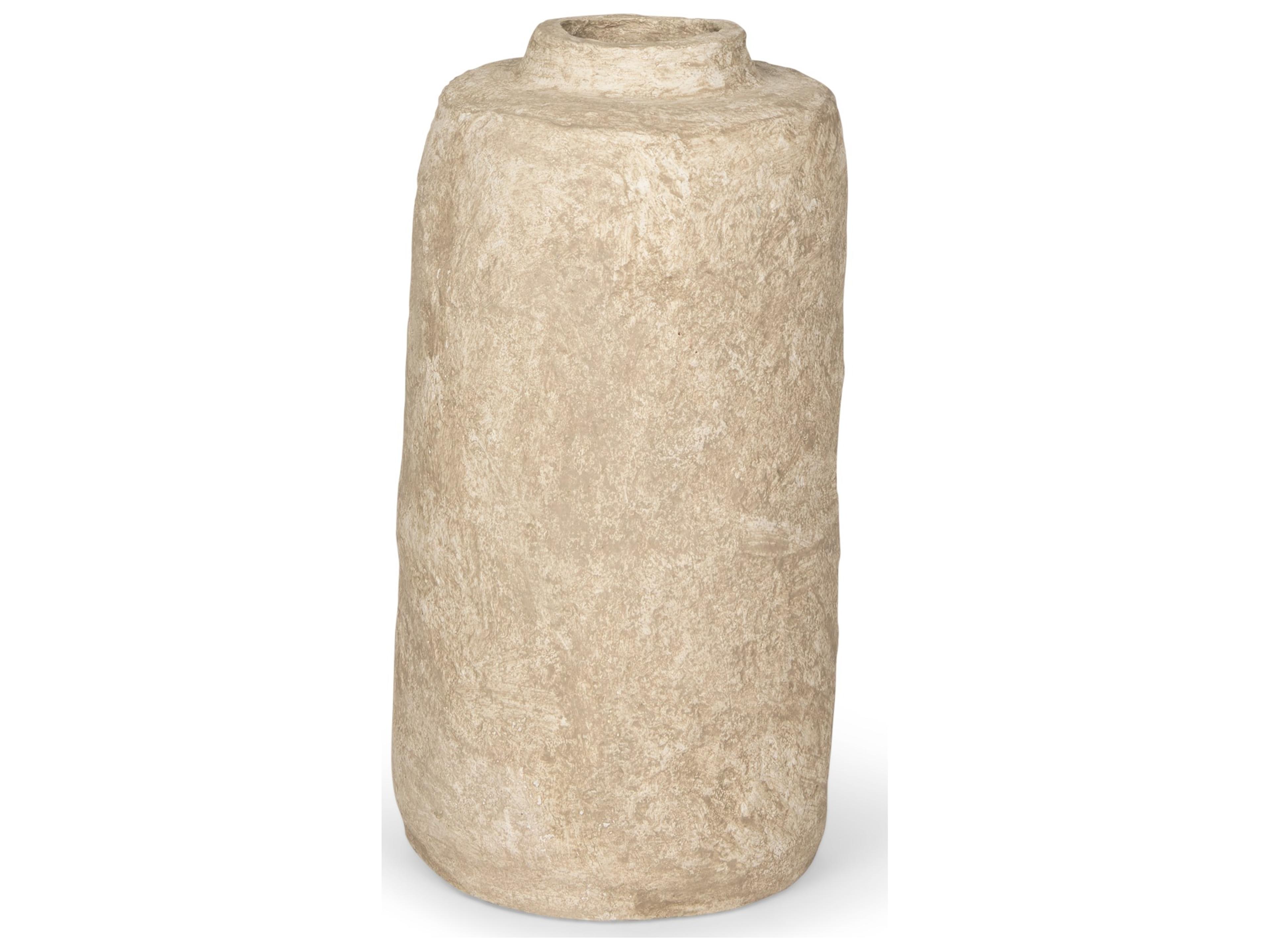 Rama Small Beige Paper Mache Floor Vase