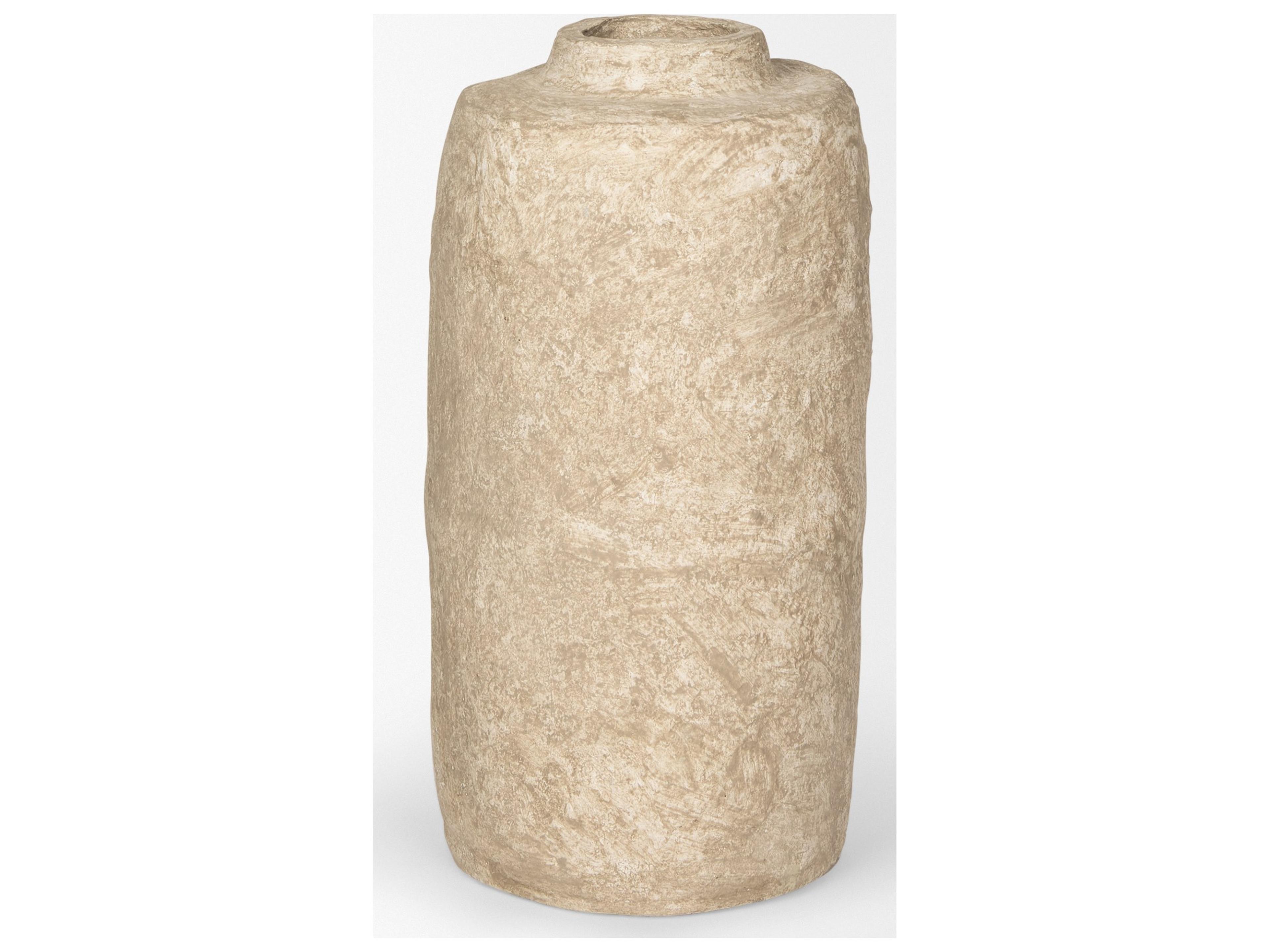 Mercana Rama Small Beige Paper Mache Floor Vase