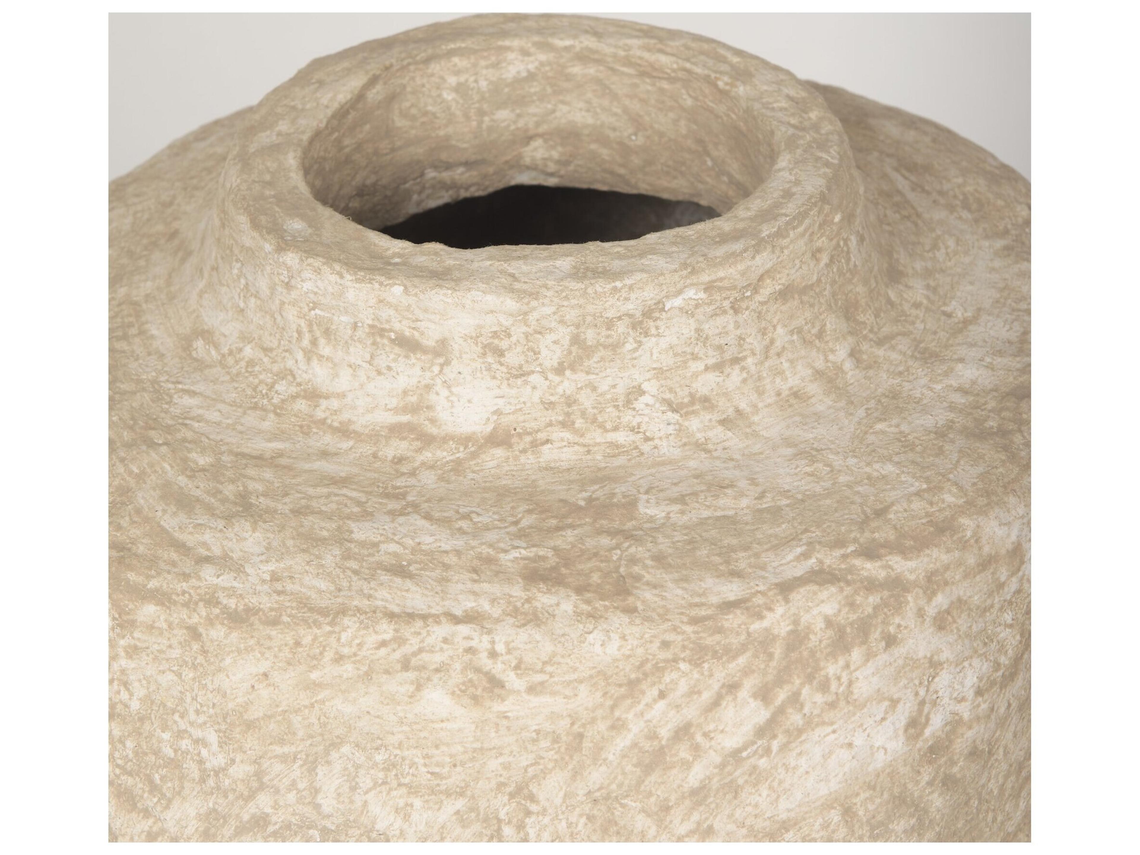 Mercana Rama Small Beige Paper Mache Floor Vase