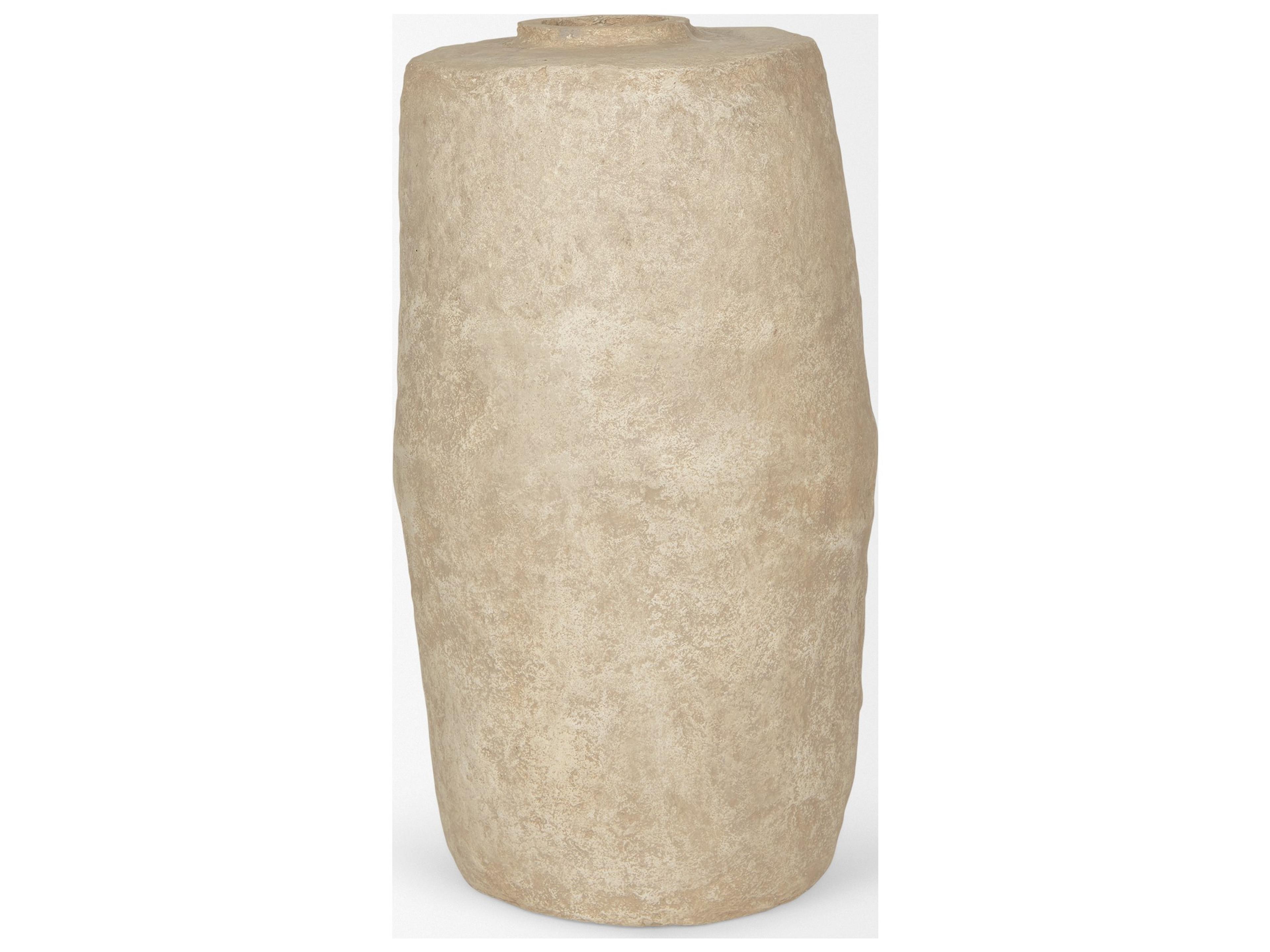 Mercana Rama Large Beige Paper Mache Floor Vase