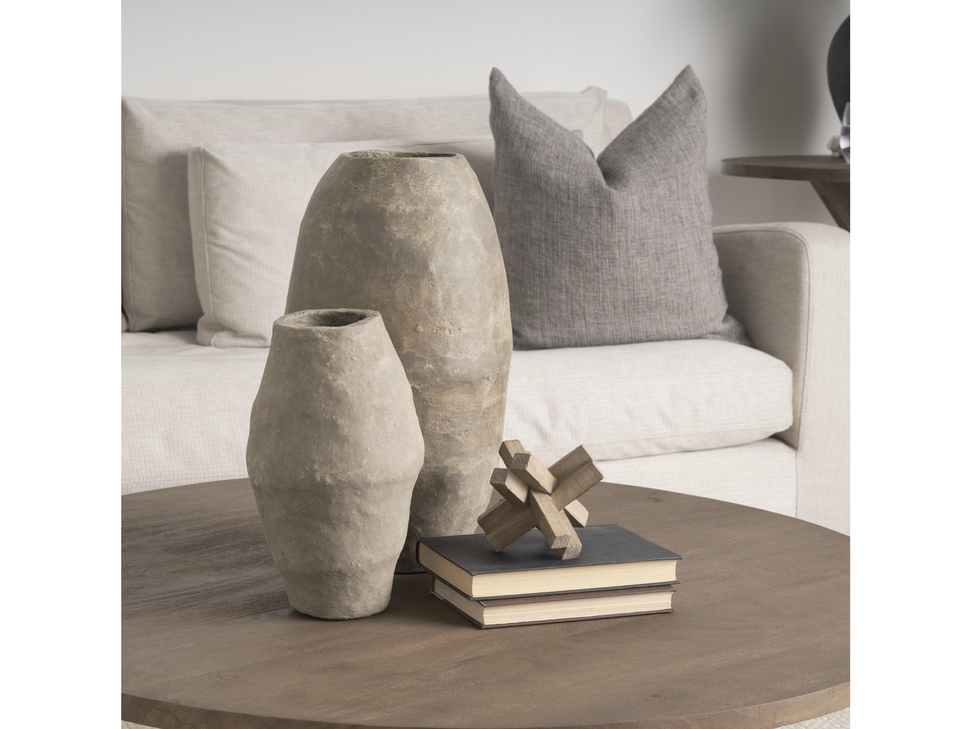 Mercana Rundal Small Gray Paper Mache Vase