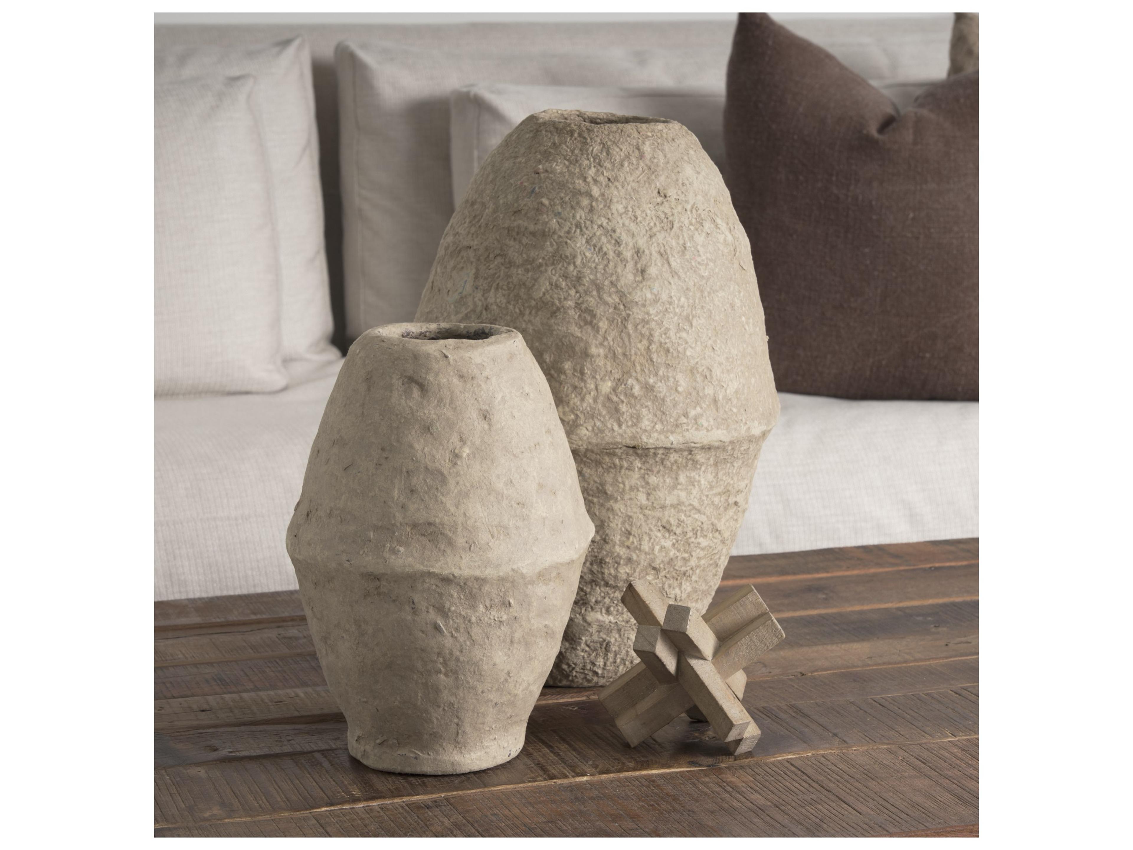 Mercana Rundal Small Beige Paper Mache Vase