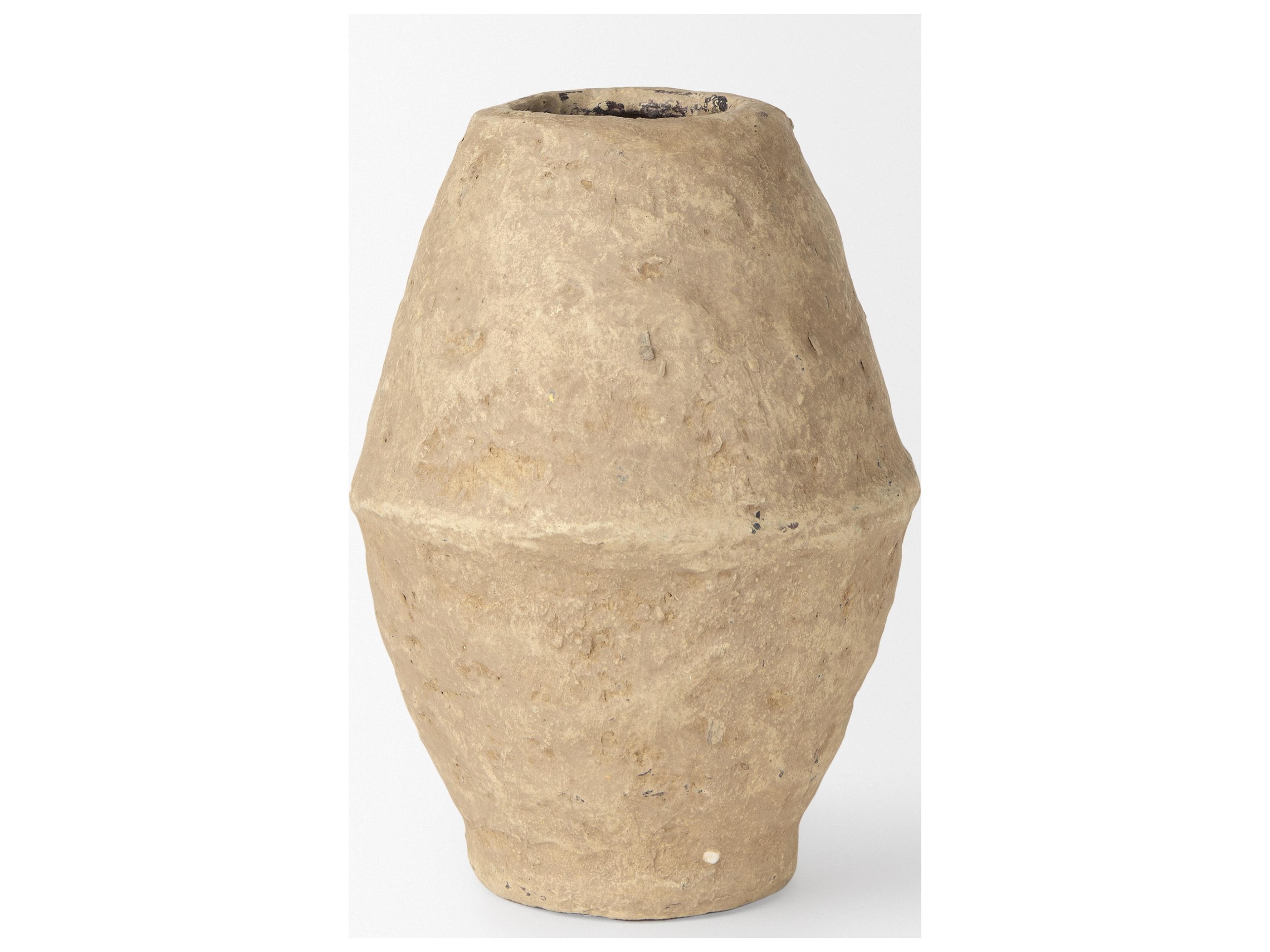 Mercana Rundal Small Beige Paper Mache Vase