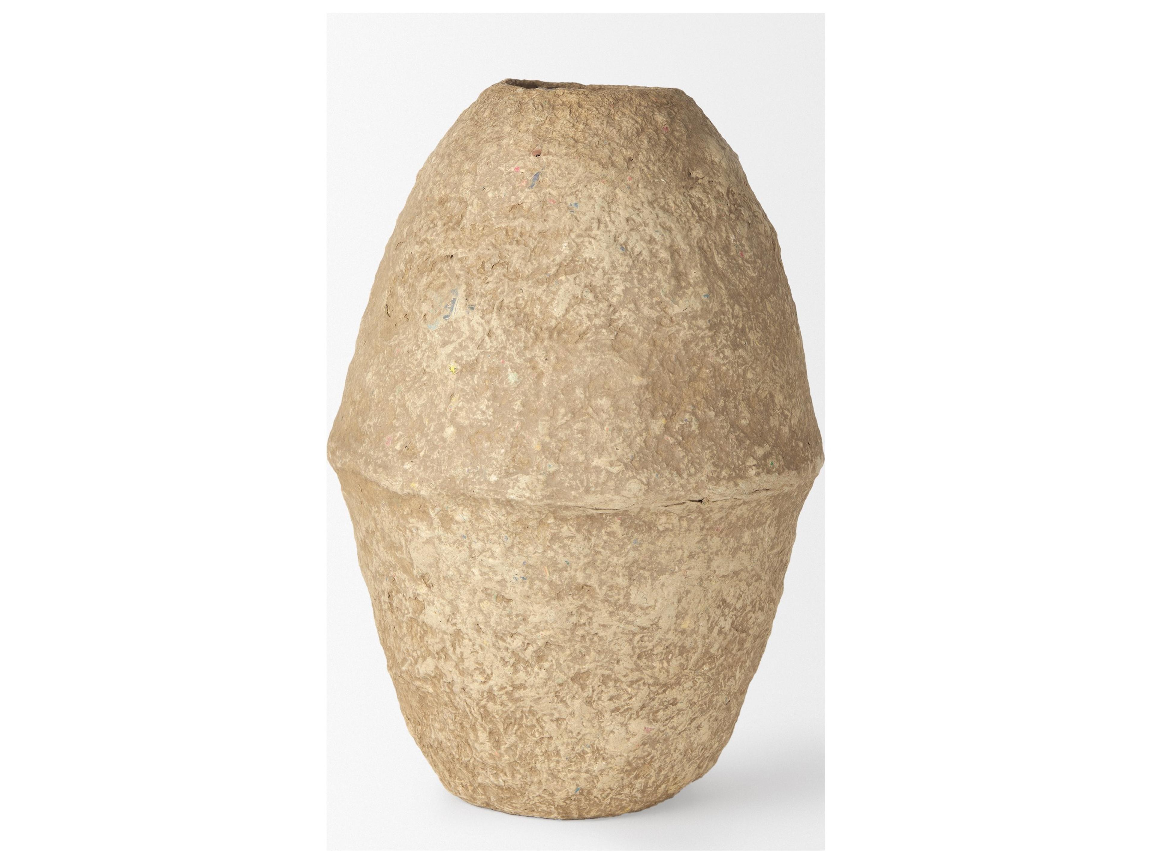 Mercana Rundal Large Beige Paper Mache Vase