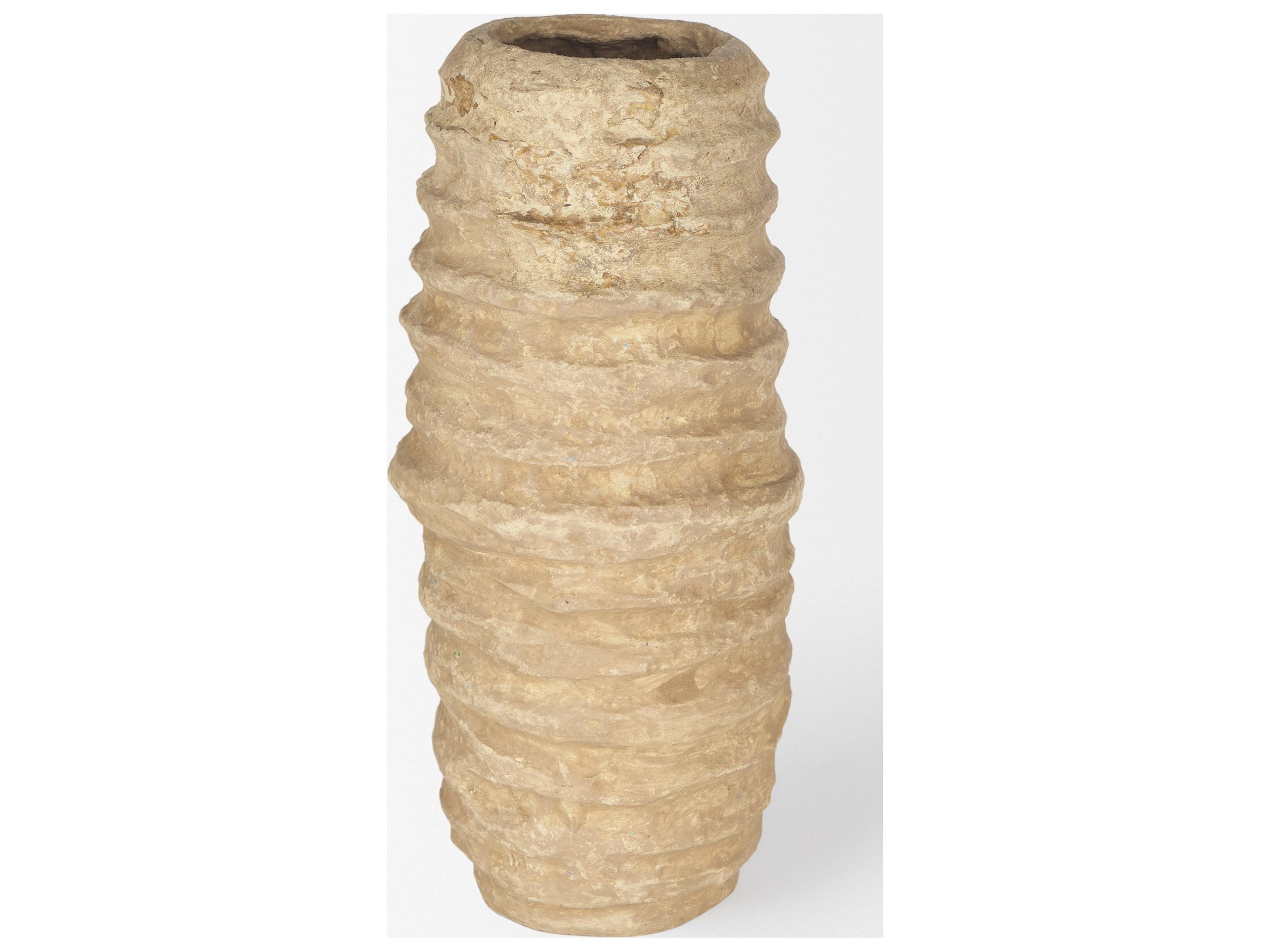 Mercana Kamli Small Beige Paper Mache Vase