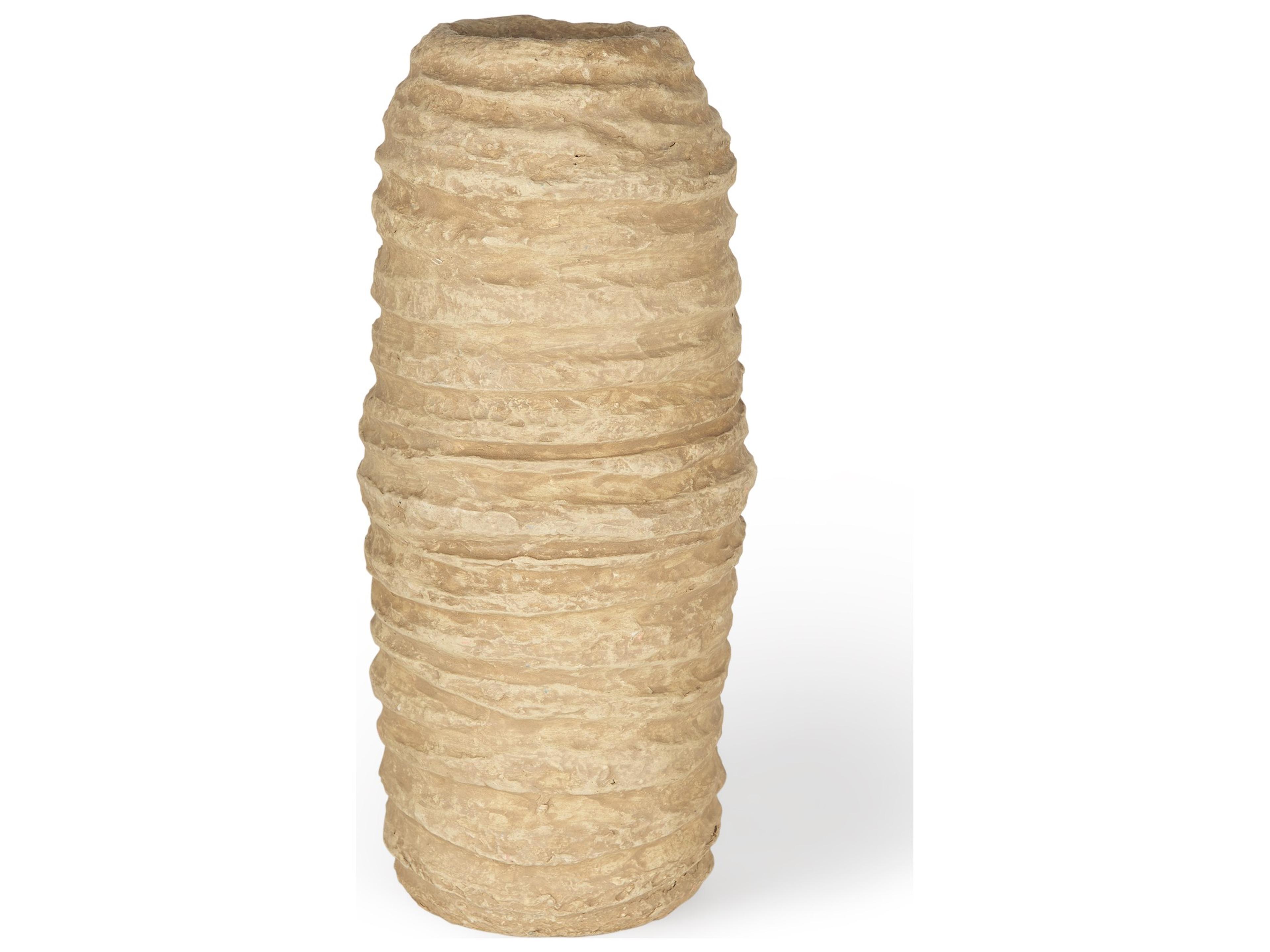Kamli Large Beige Paper Mache Vase
