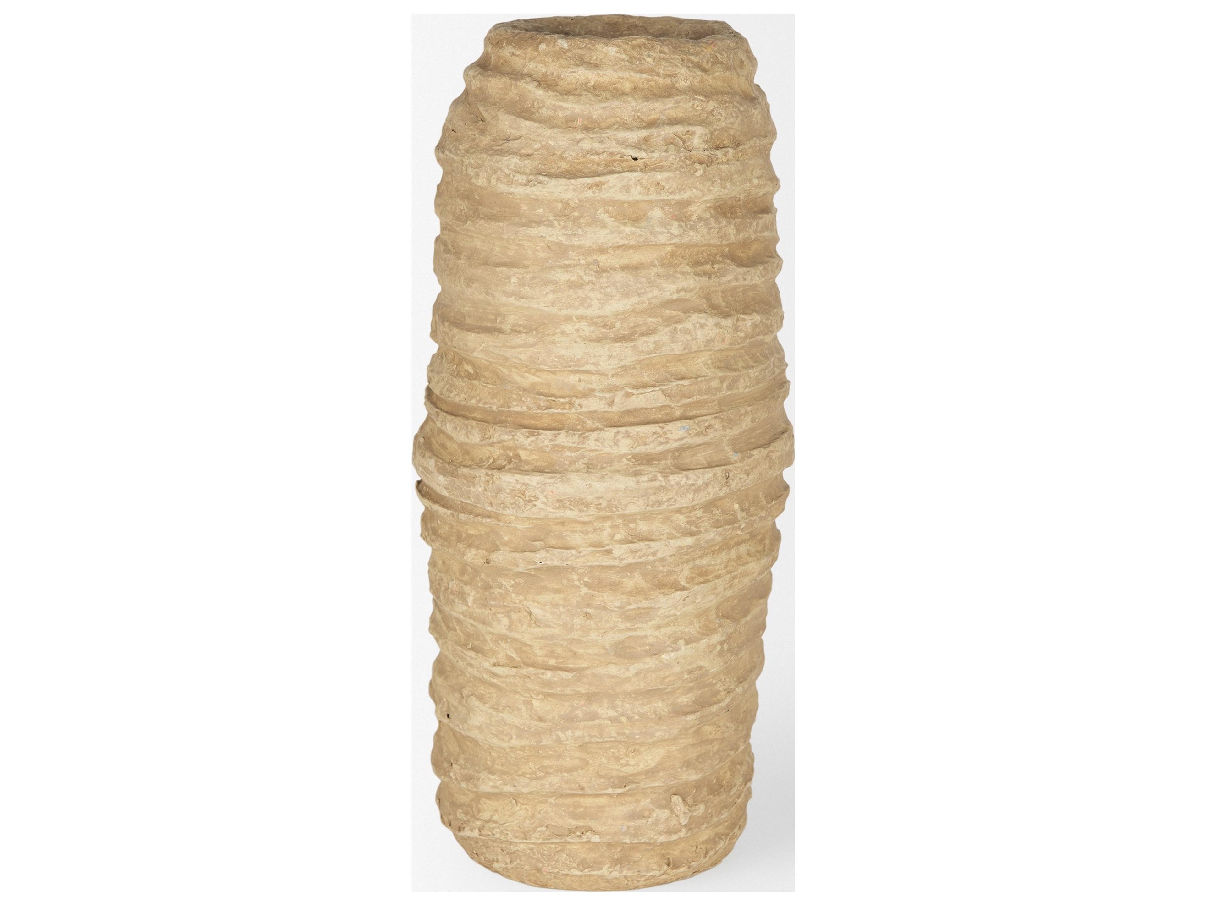 Mercana Kamli Large Beige Paper Mache Vase