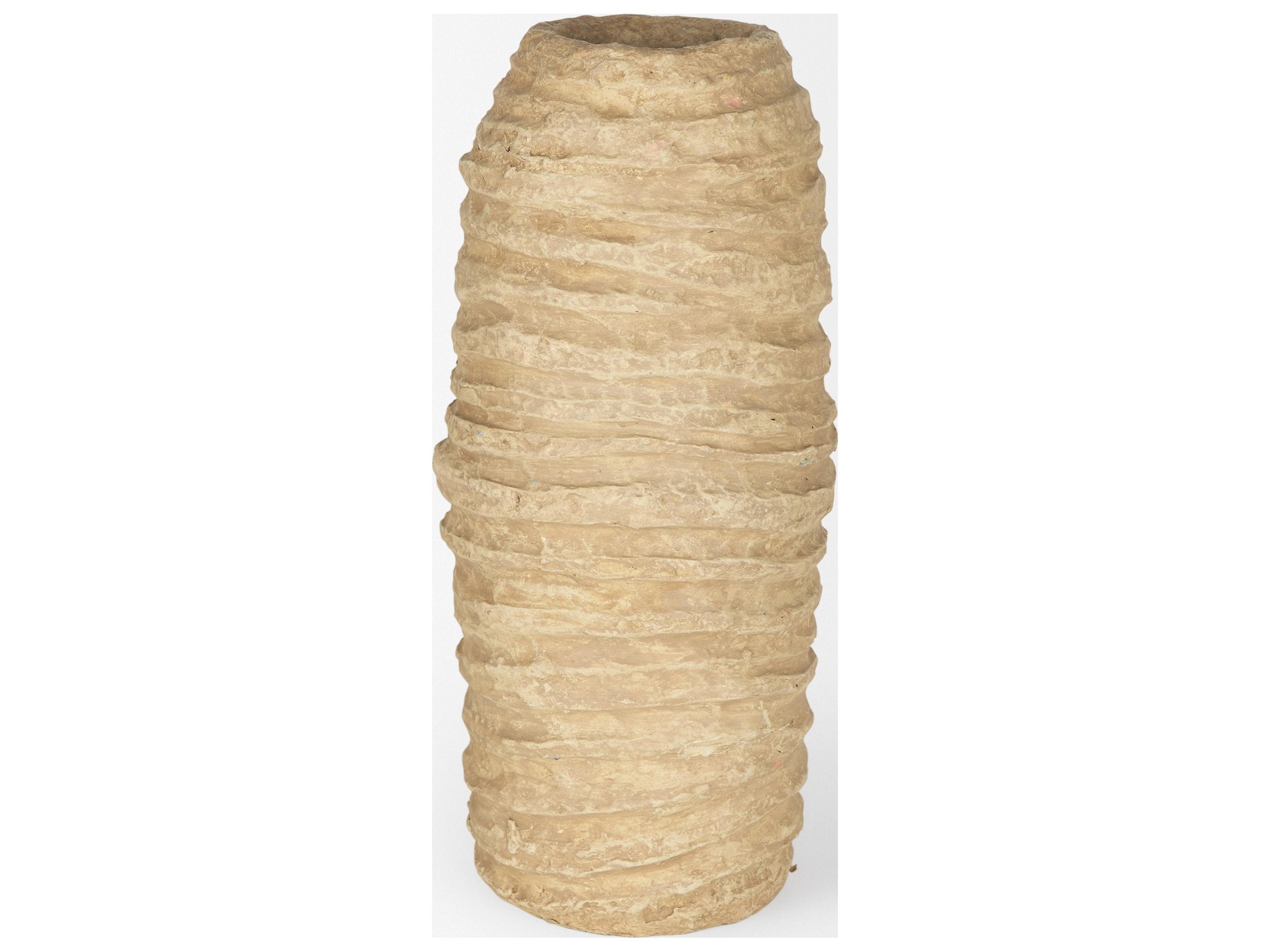 Mercana Kamli Large Beige Paper Mache Vase