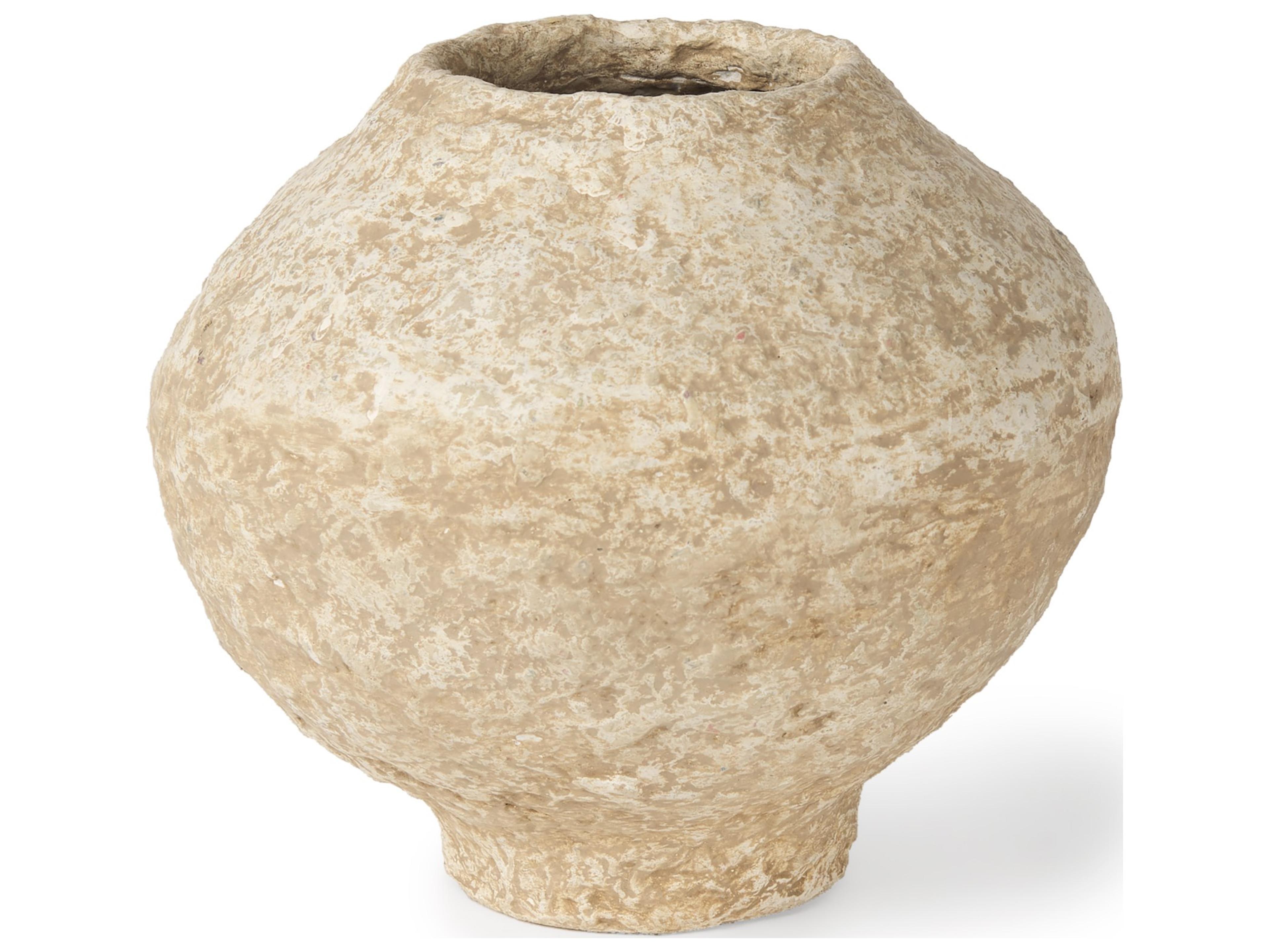 Ritu Small Beige Paper Mache Pot Vase