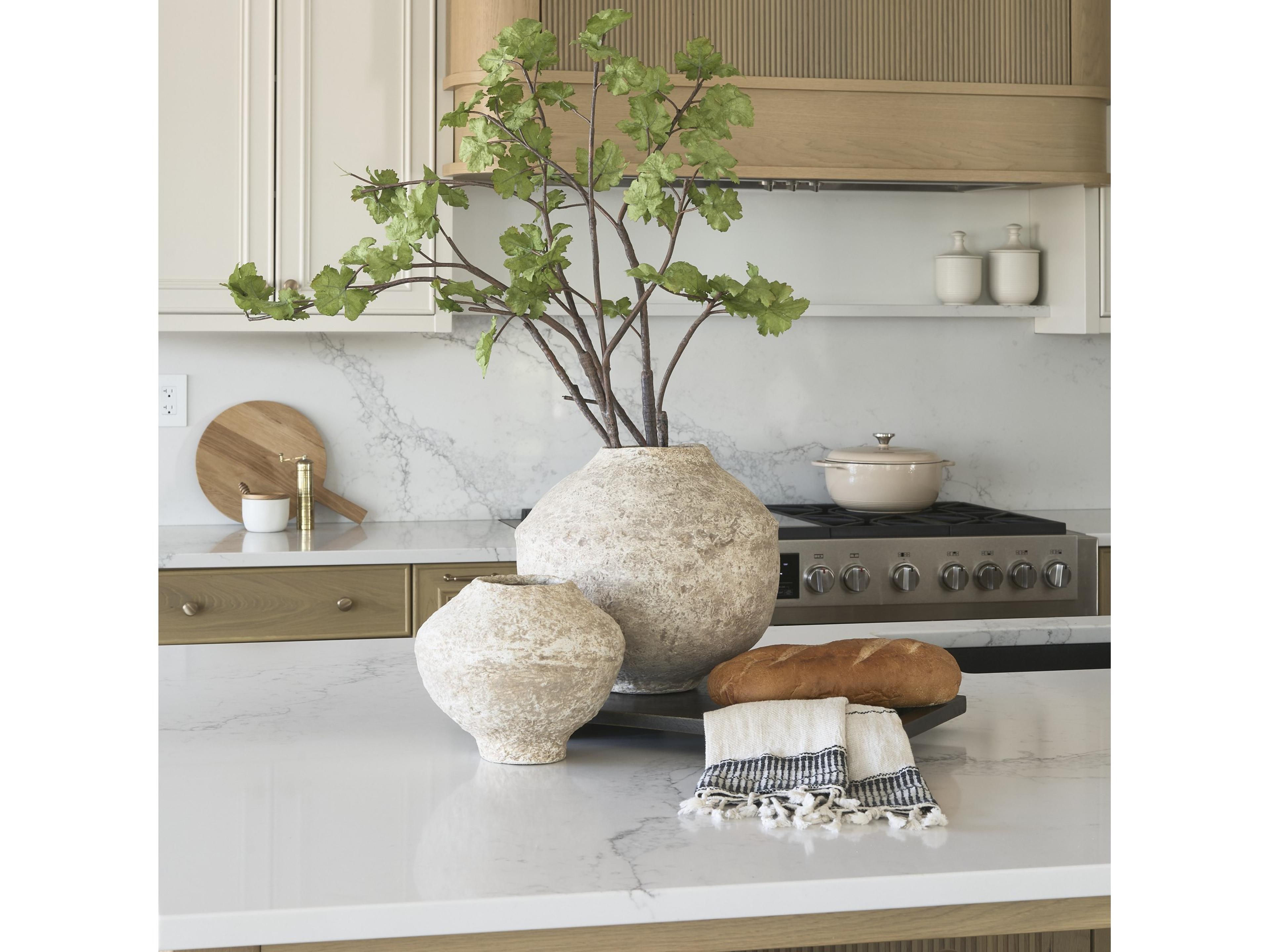 Mercana Ritu Small Beige Paper Mache Pot Vase