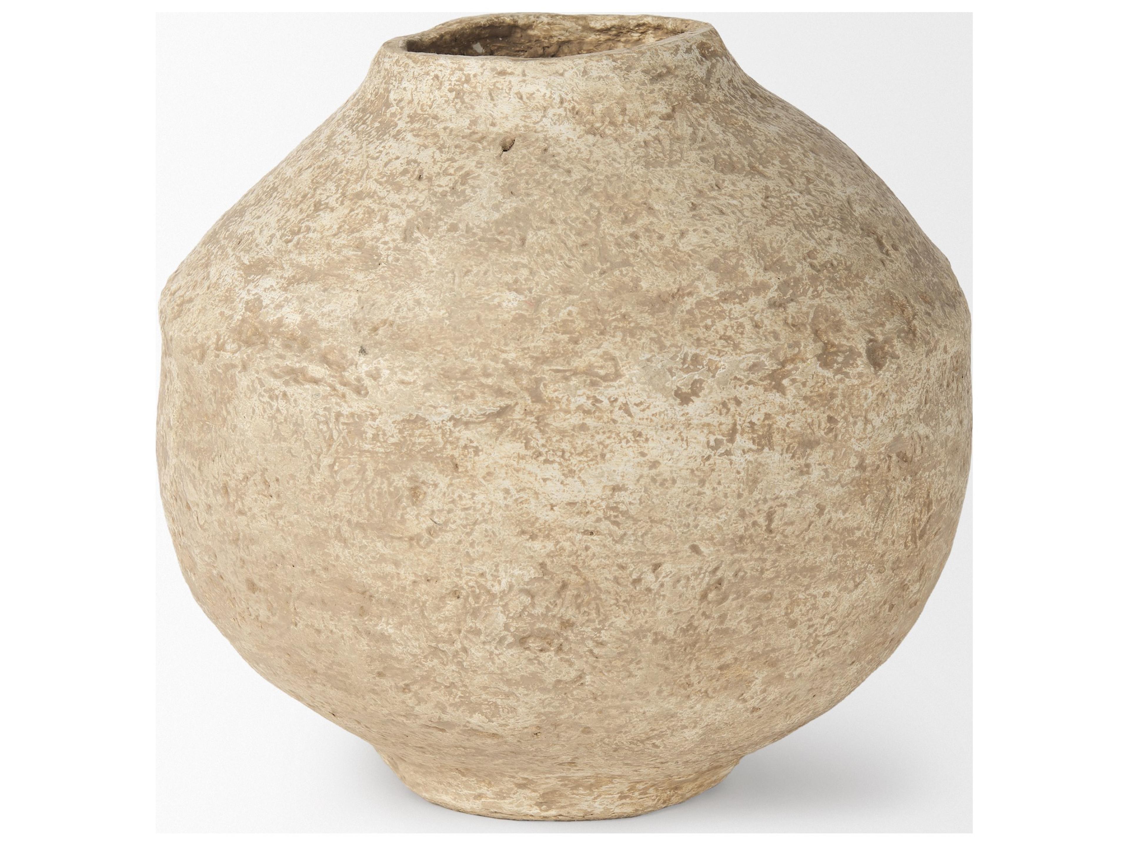 Mercana Ritu Large Beige Paper Mache Pot Vase