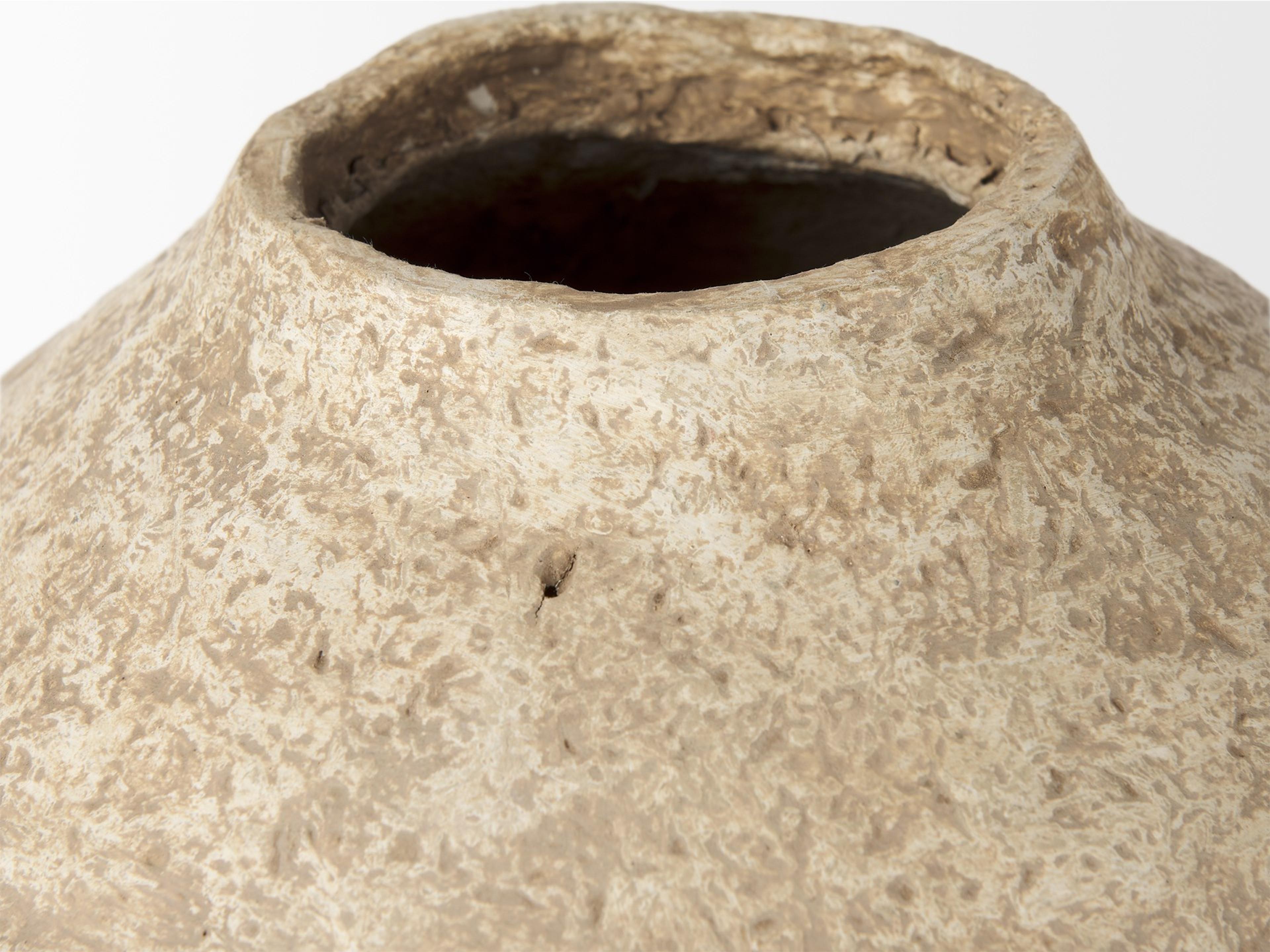 Mercana Ritu Large Beige Paper Mache Pot Vase