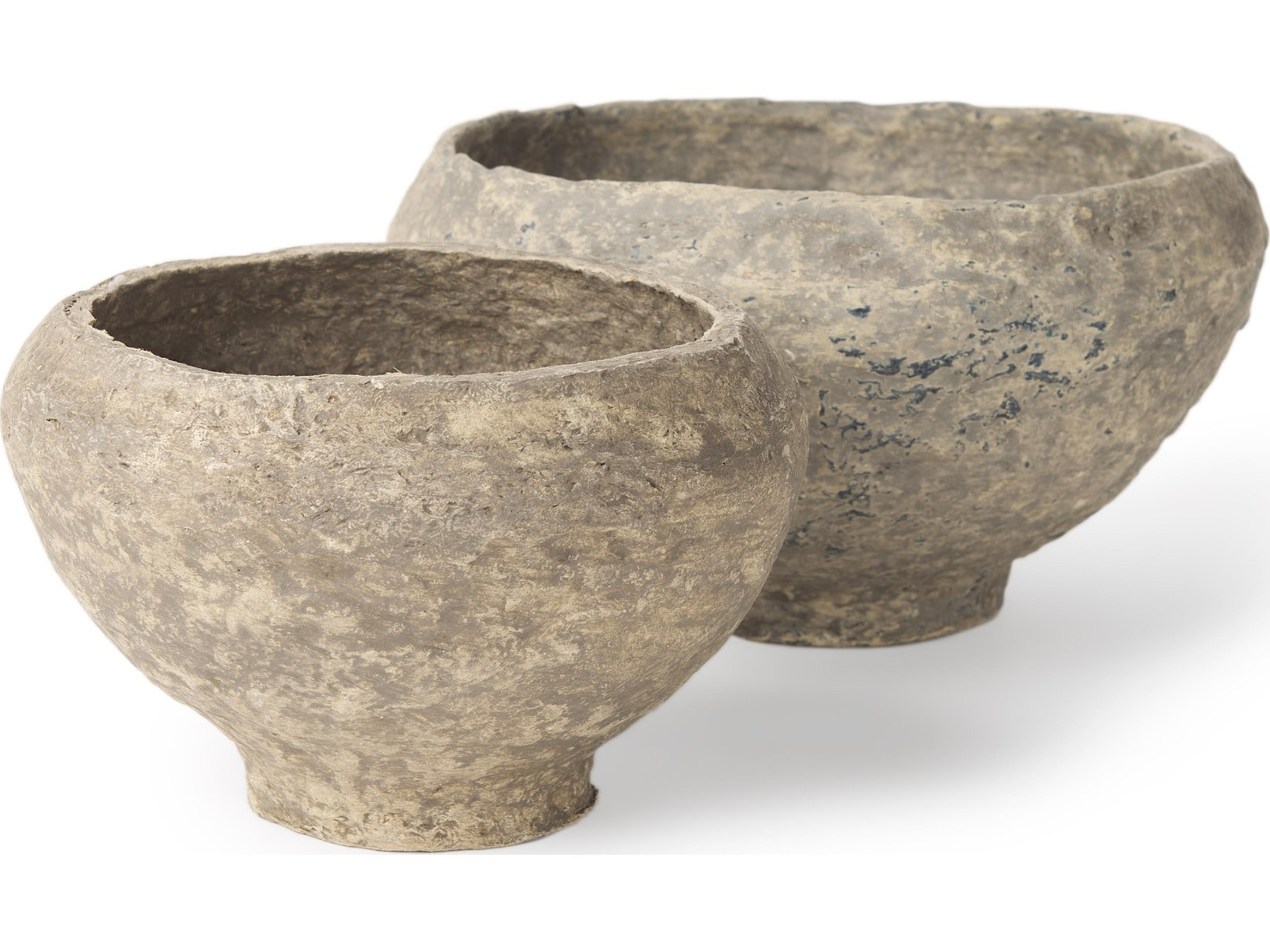 Sonu Set of 2 Gray Paper Mache Half-Pot Bowls