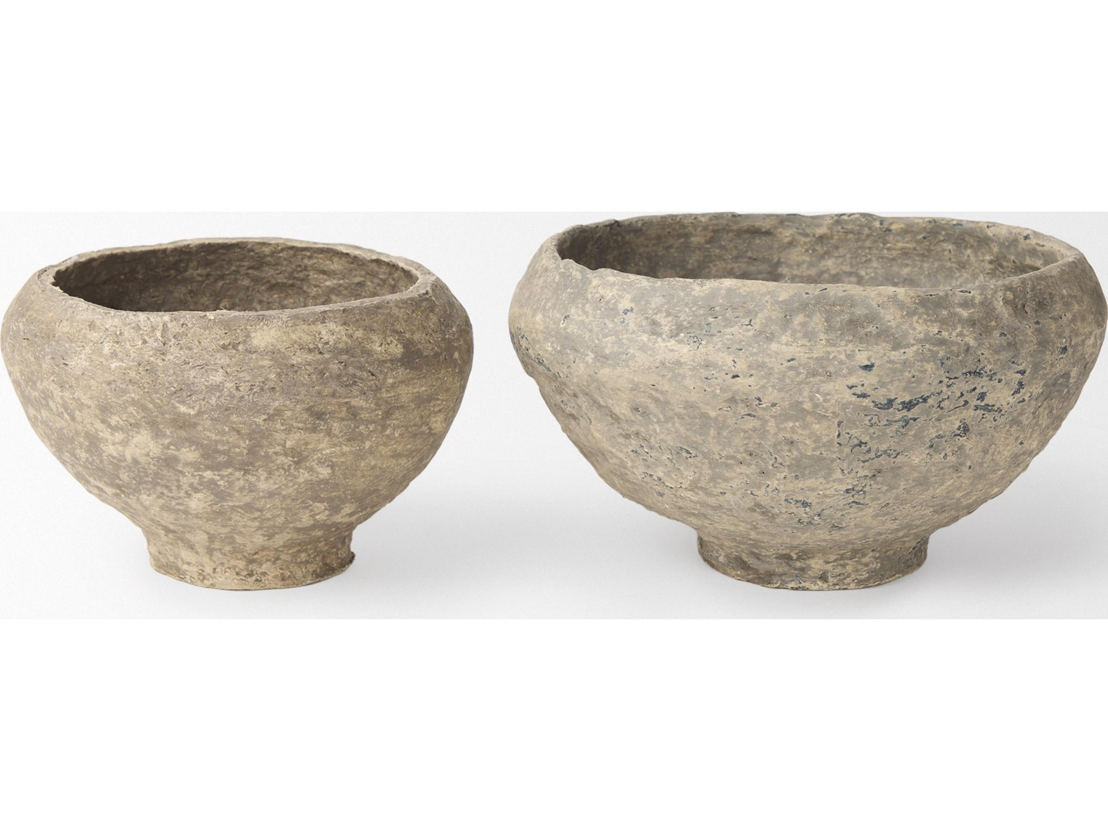 Mercana Sonu Set of 2 Gray Paper Mache Half-Pot Bowls