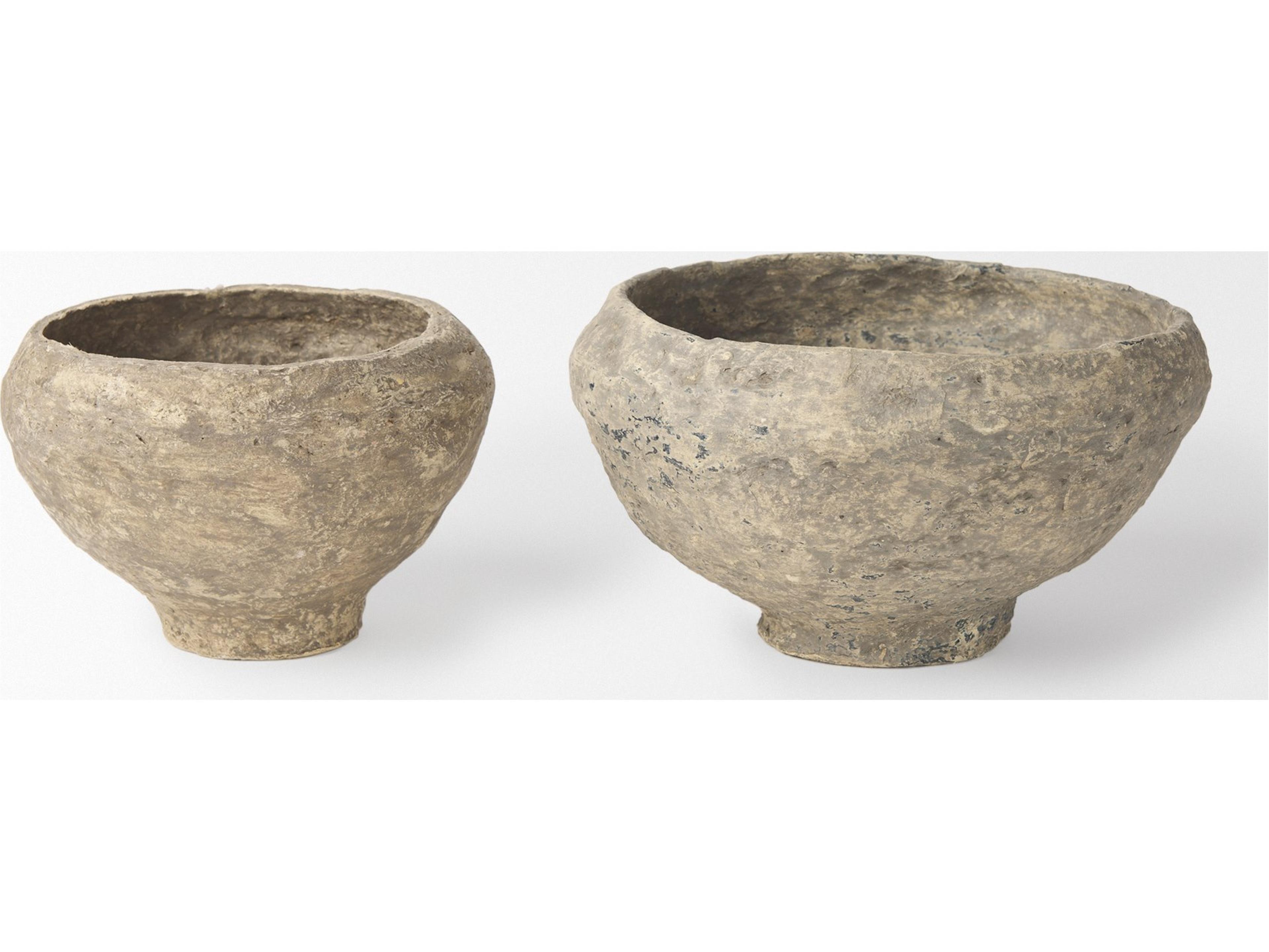 Mercana Sonu Set of 2 Gray Paper Mache Half-Pot Bowls