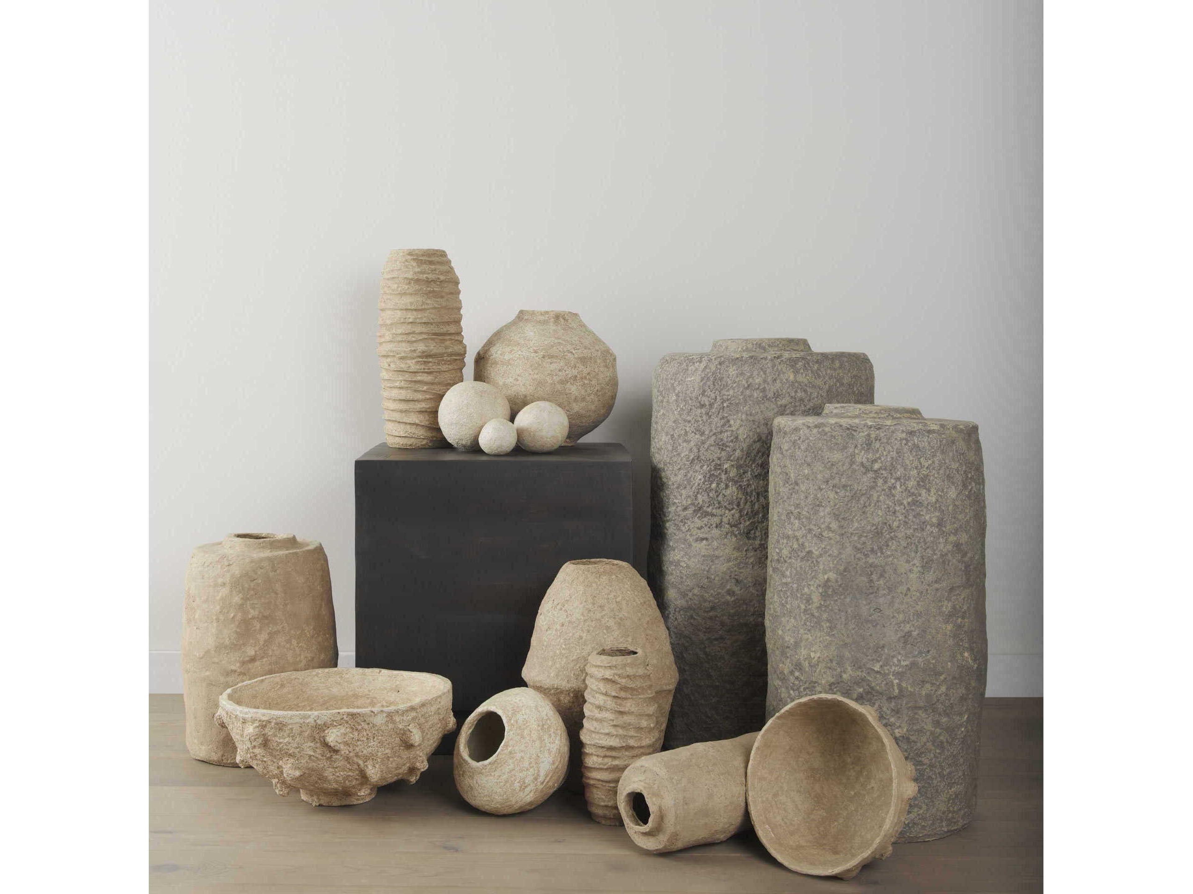 Mercana Sunita Set of 3 Beige Paper Mache Orbs