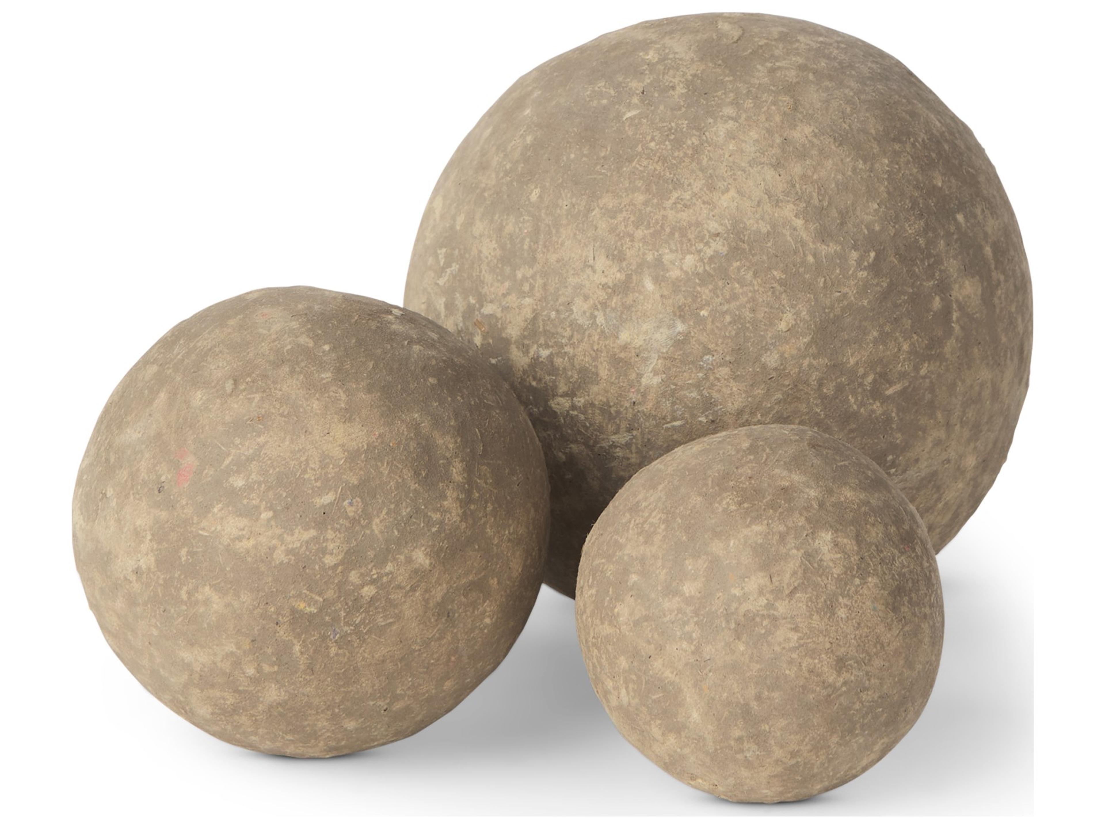 Sunita Set of 3 Gray Paper Mache Orbs