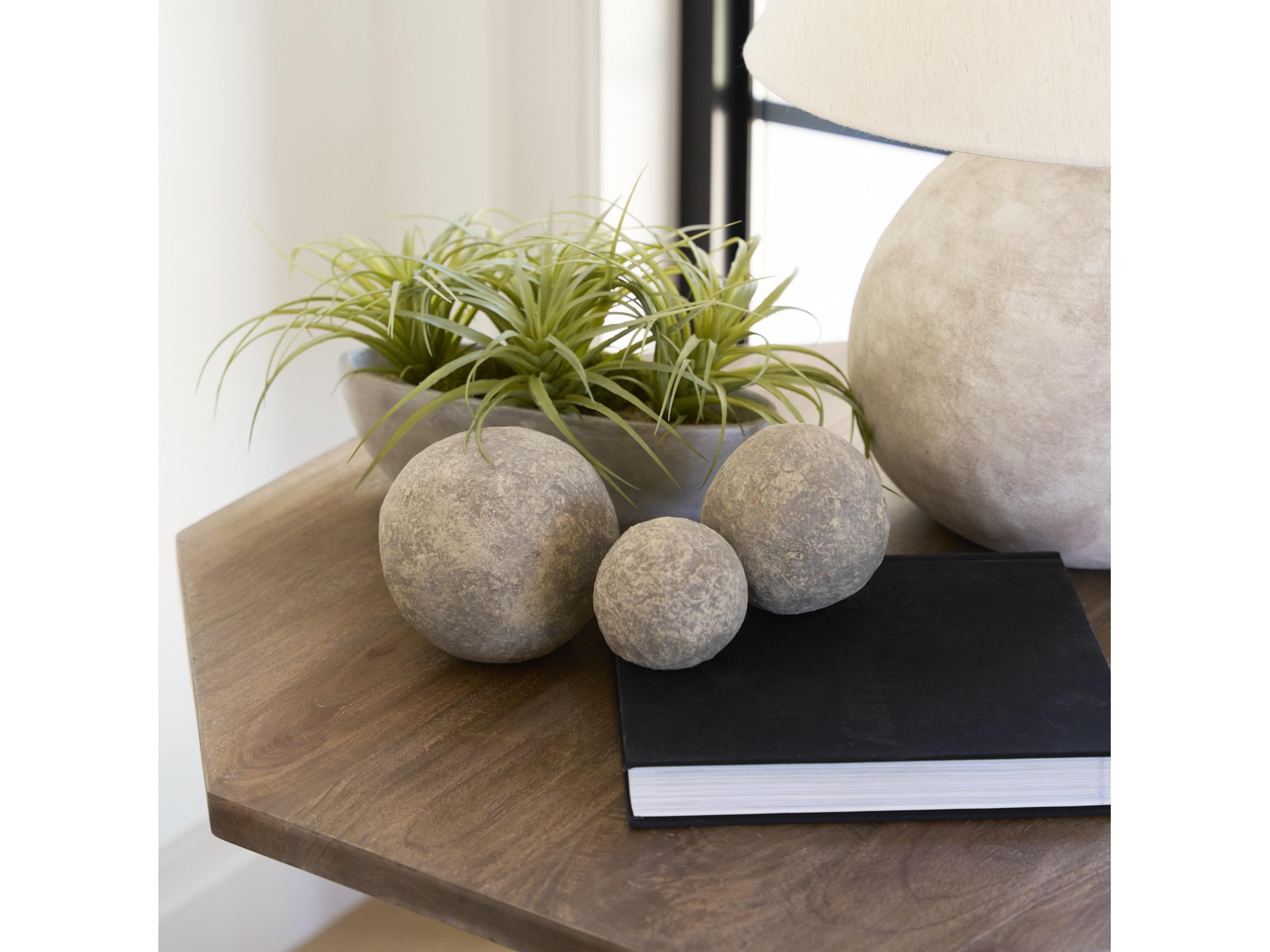 Mercana Sunita Set of 3 Gray Paper Mache Orbs