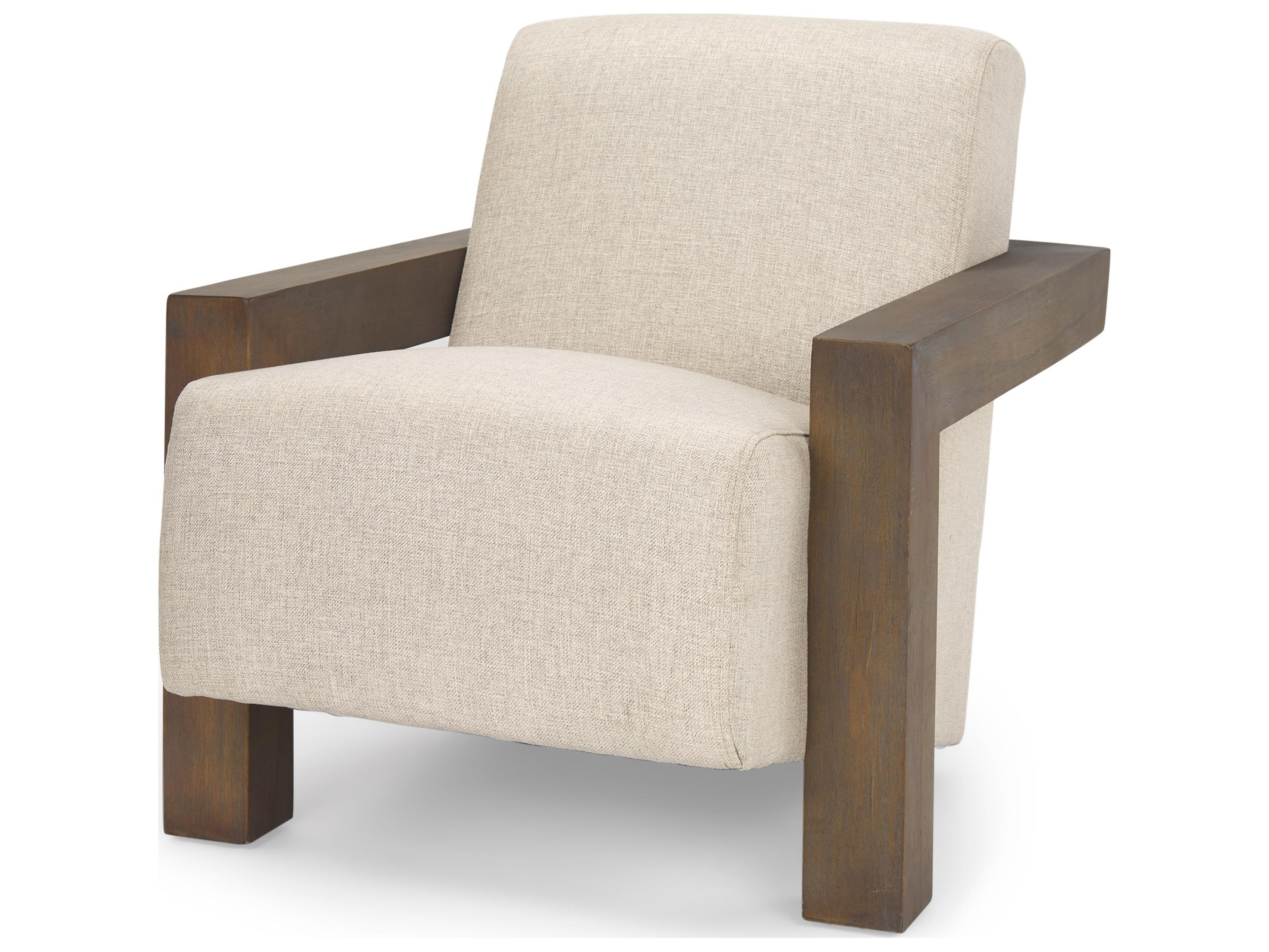 Sovereign Oatmeal Fabric Upholstered w/ Solid Wood Frame Accent Chair