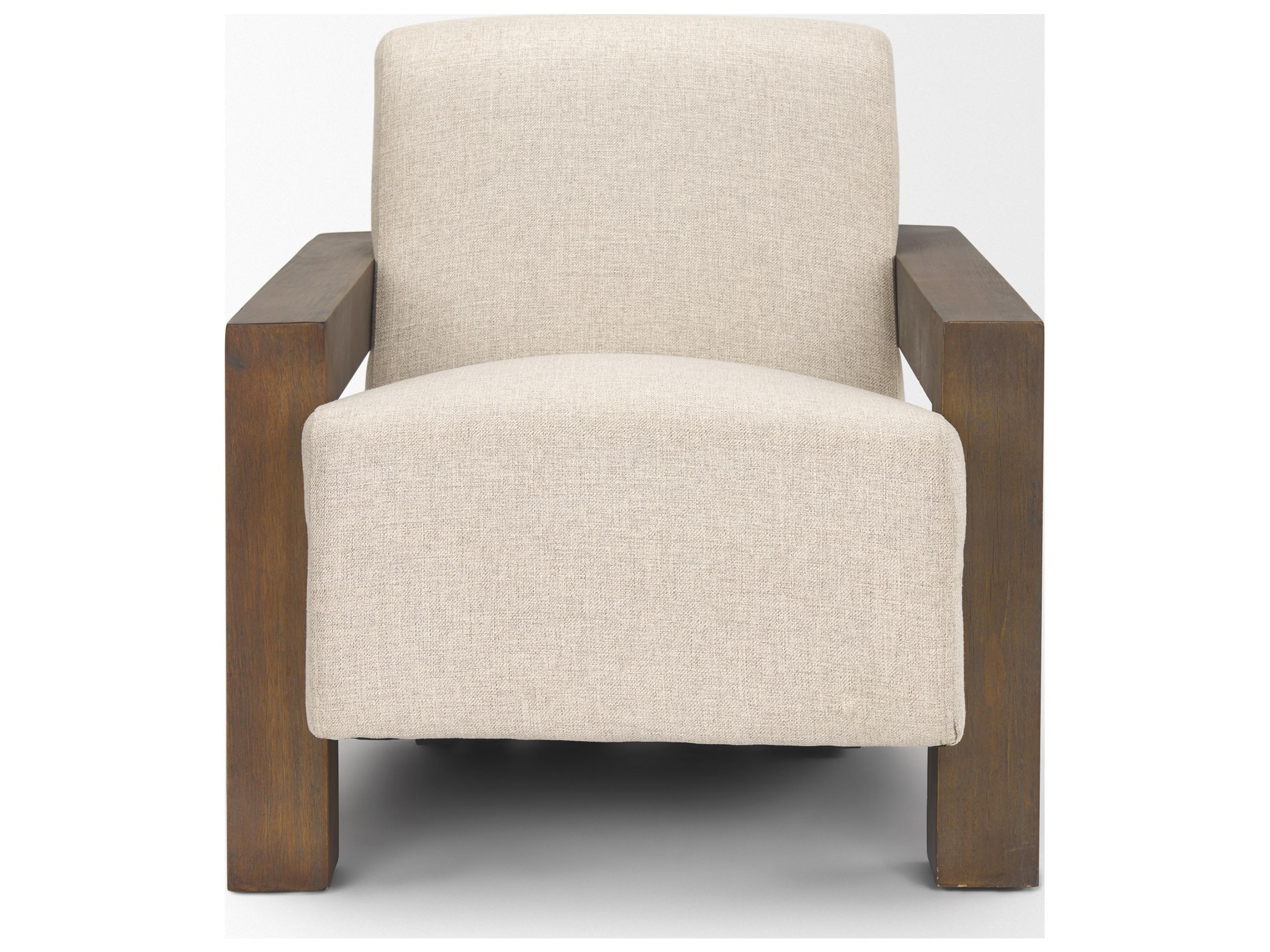 Mercana Sovereign Oatmeal Fabric Upholstered w/ Solid Wood Frame Accent Chair
