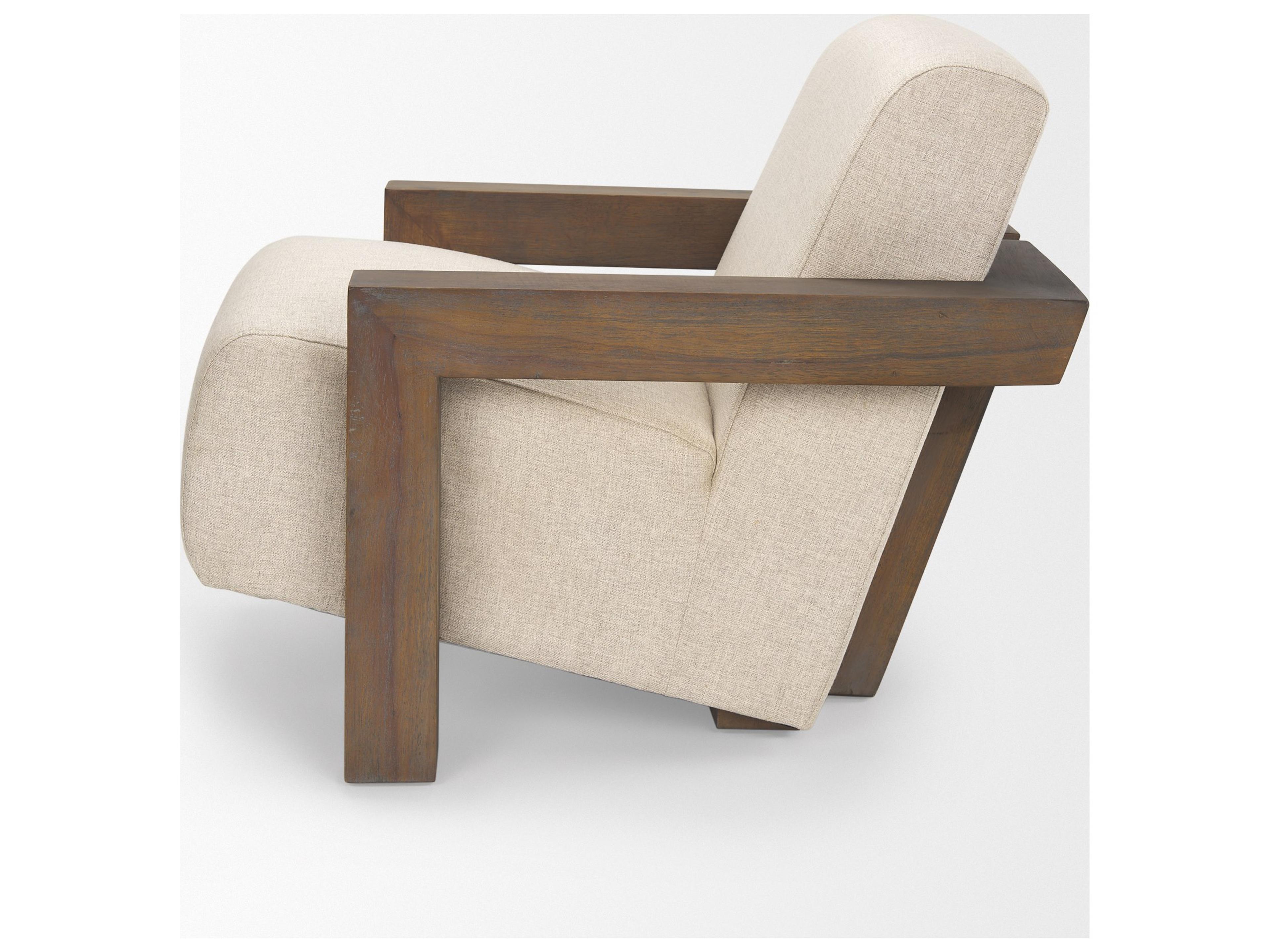Mercana Sovereign Oatmeal Fabric Upholstered w/ Solid Wood Frame Accent Chair