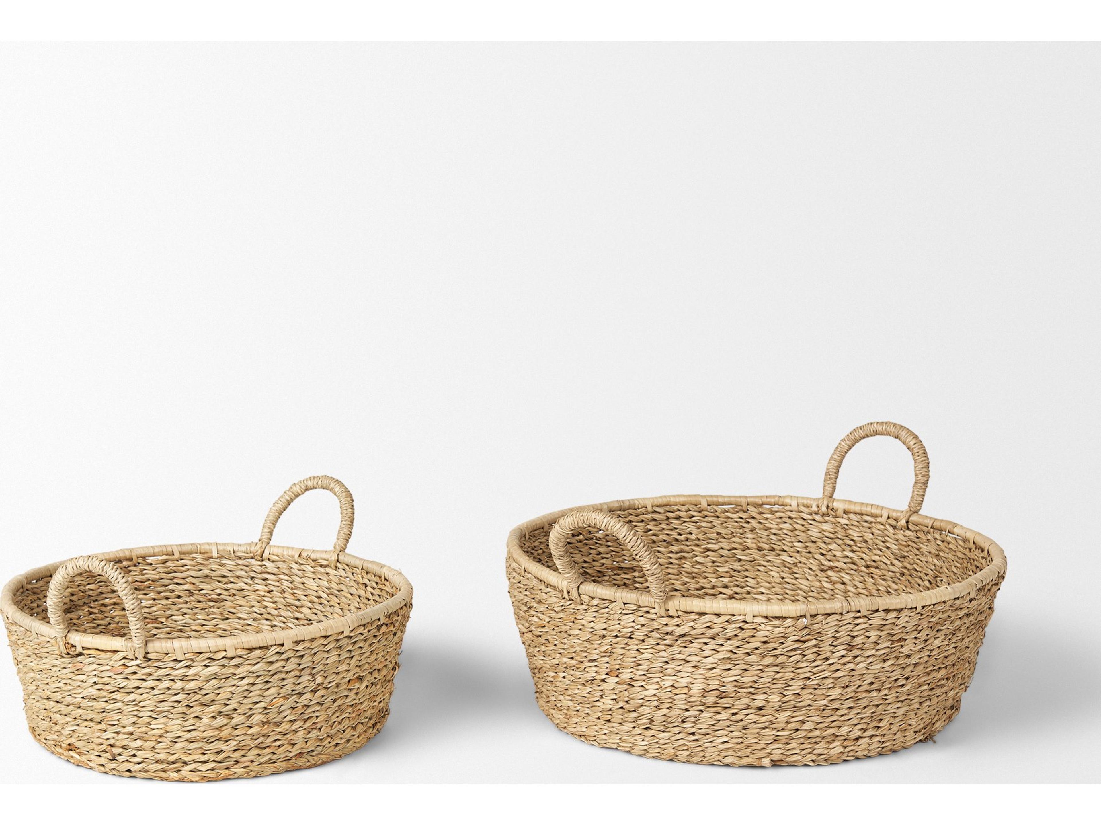 Mercana Ayanna Set of 2 Deep Nesting Seagrass Baskets w/ Handles