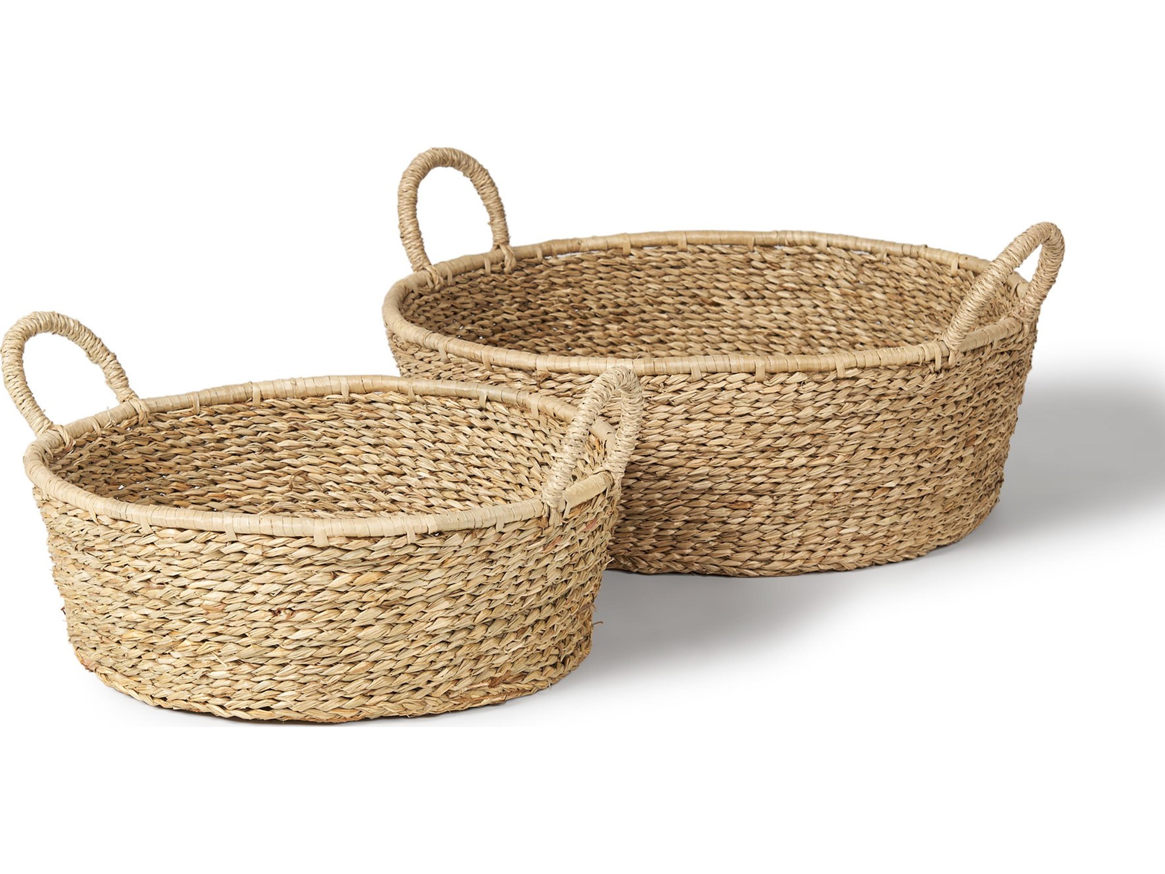 Mercana Ayanna Set of 2 Deep Nesting Seagrass Baskets w/ Handles