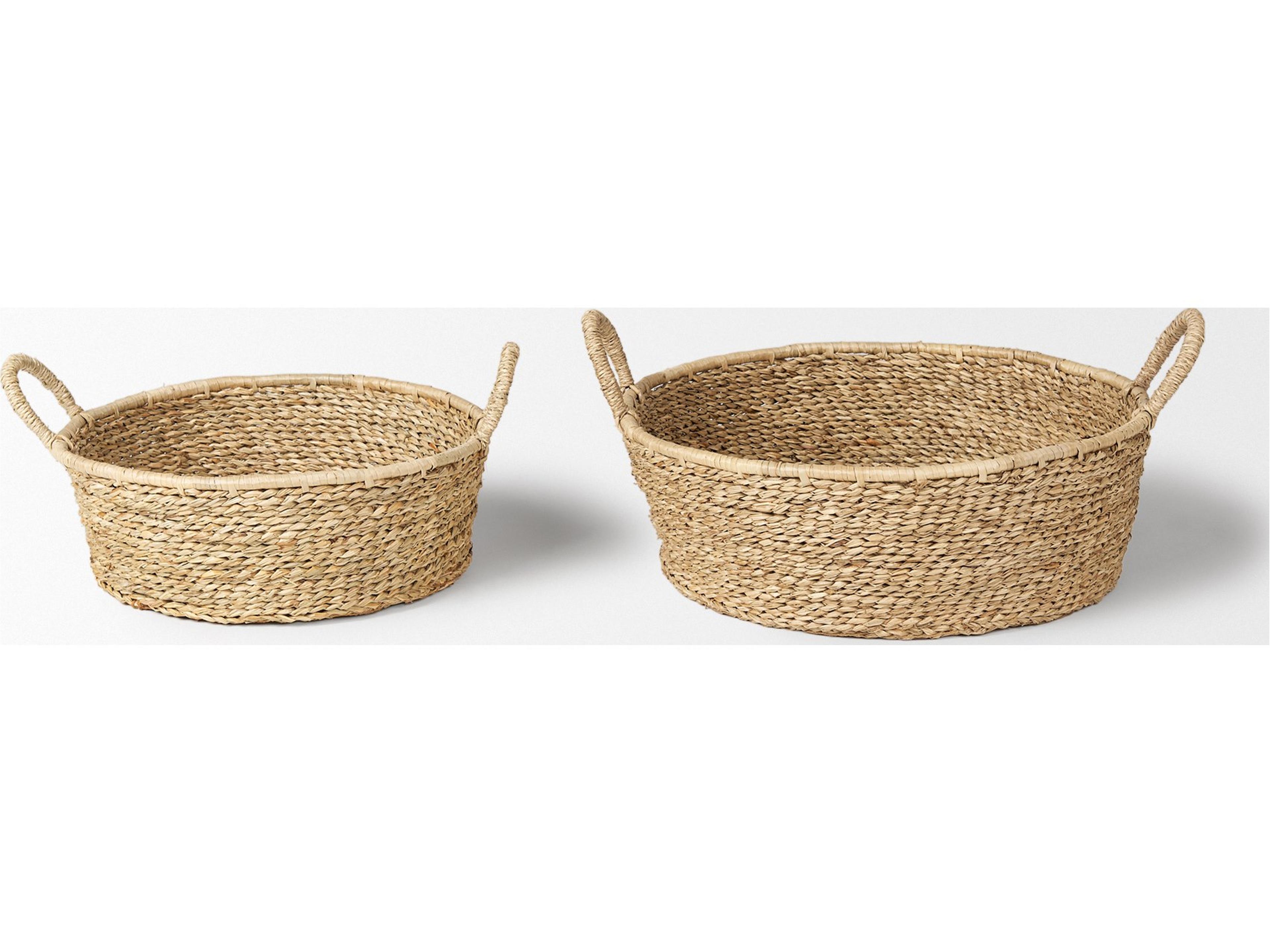 Mercana Ayanna Set of 2 Deep Nesting Seagrass Baskets w/ Handles