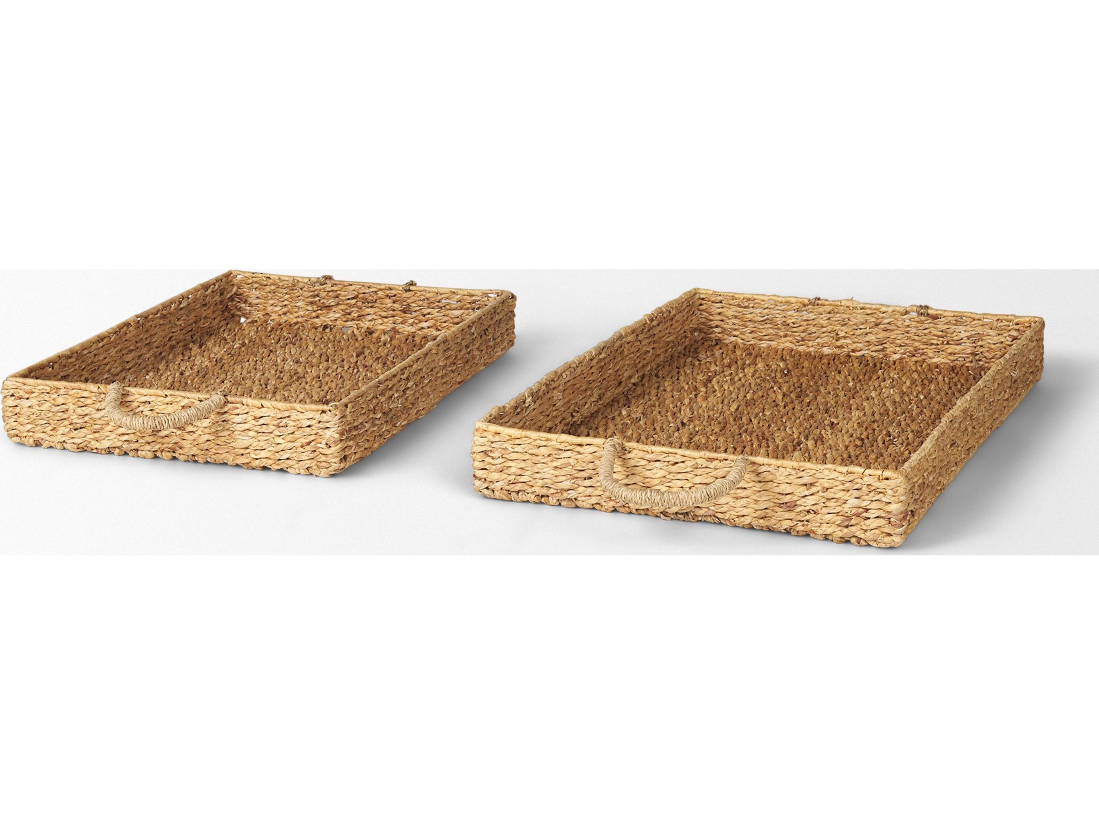 Mercana Hona Set of 2 Large Recatangular Nesting Water Hyacinth Trays
