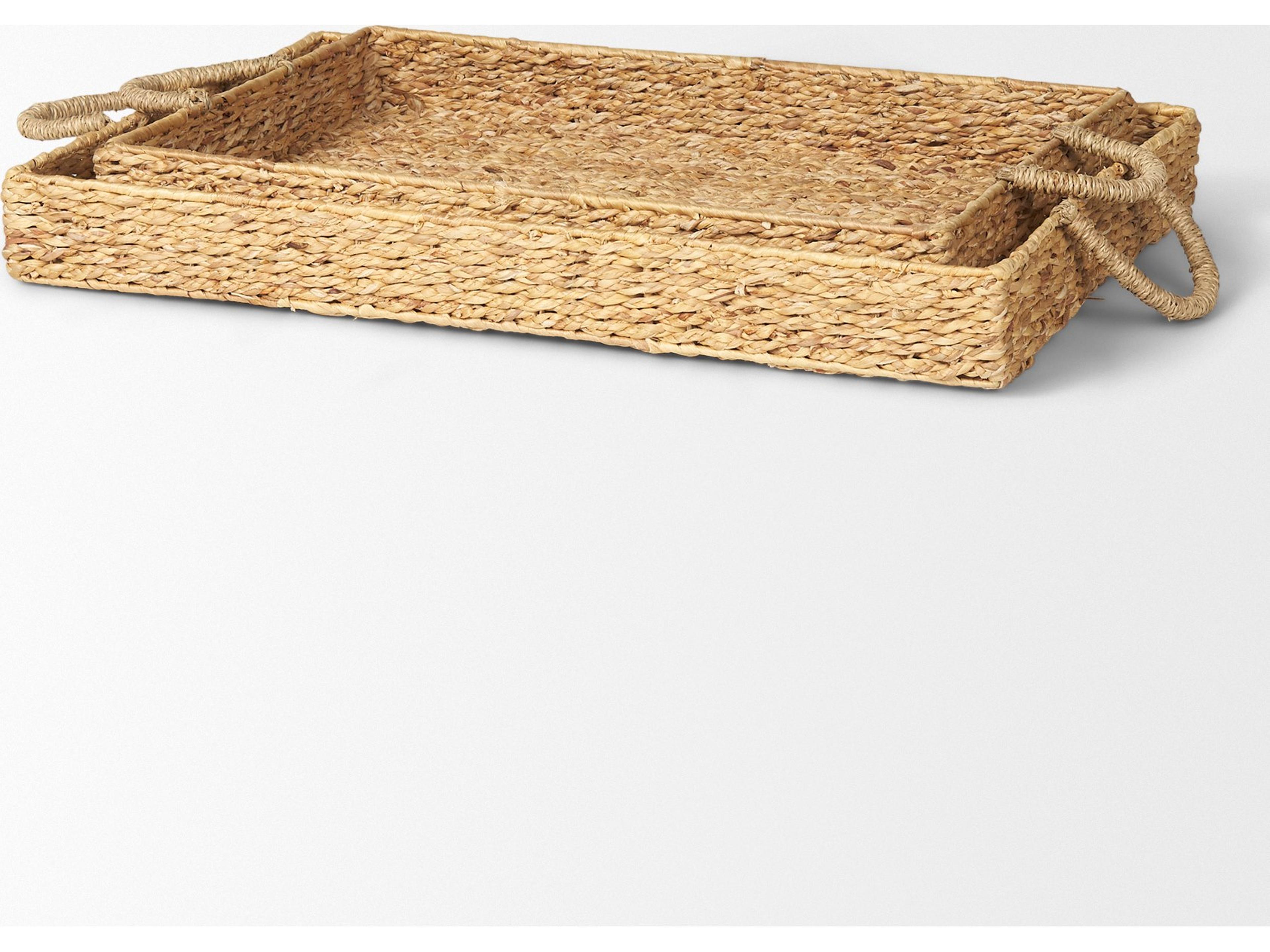 Mercana Hona Set of 2 Large Recatangular Nesting Water Hyacinth Trays