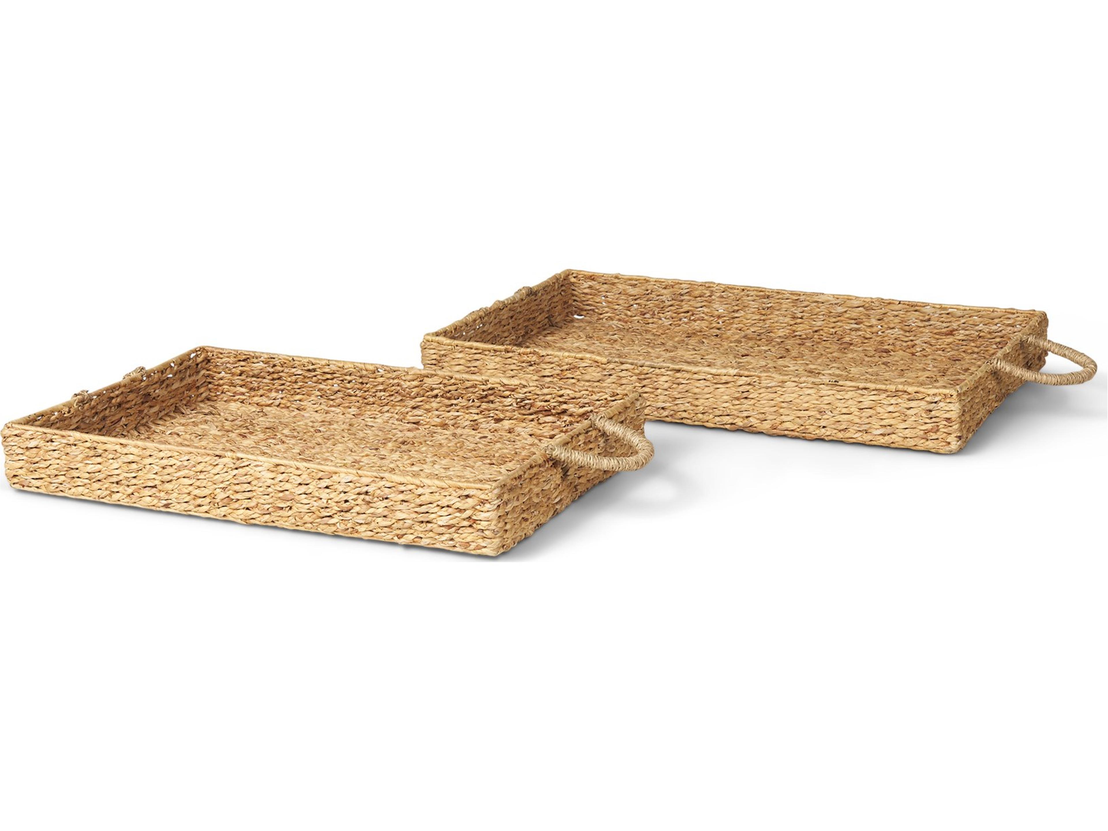 Mercana Hona Set of 2 Large Recatangular Nesting Water Hyacinth Trays