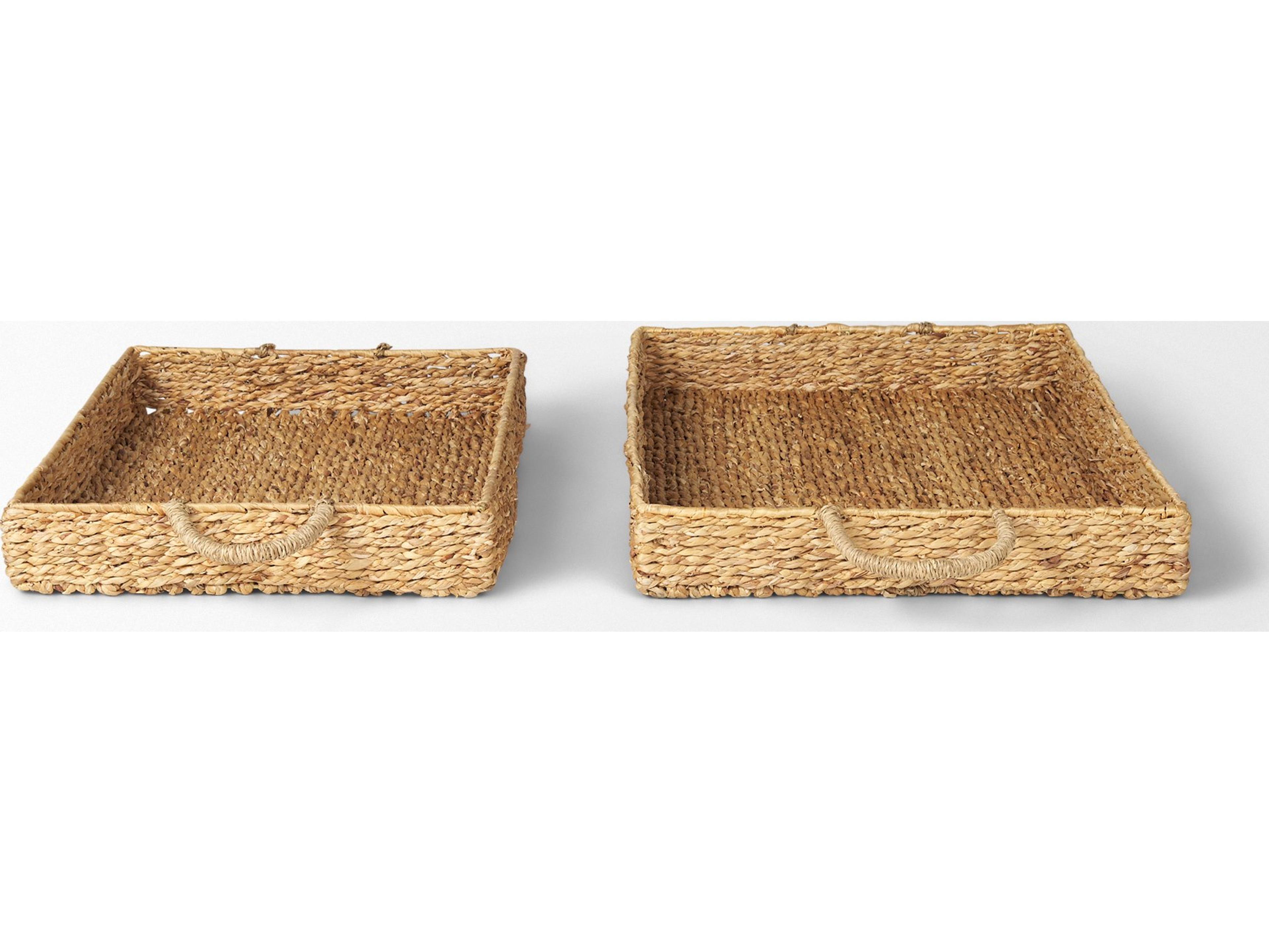 Mercana Hona Set of 2 Large Recatangular Nesting Water Hyacinth Trays
