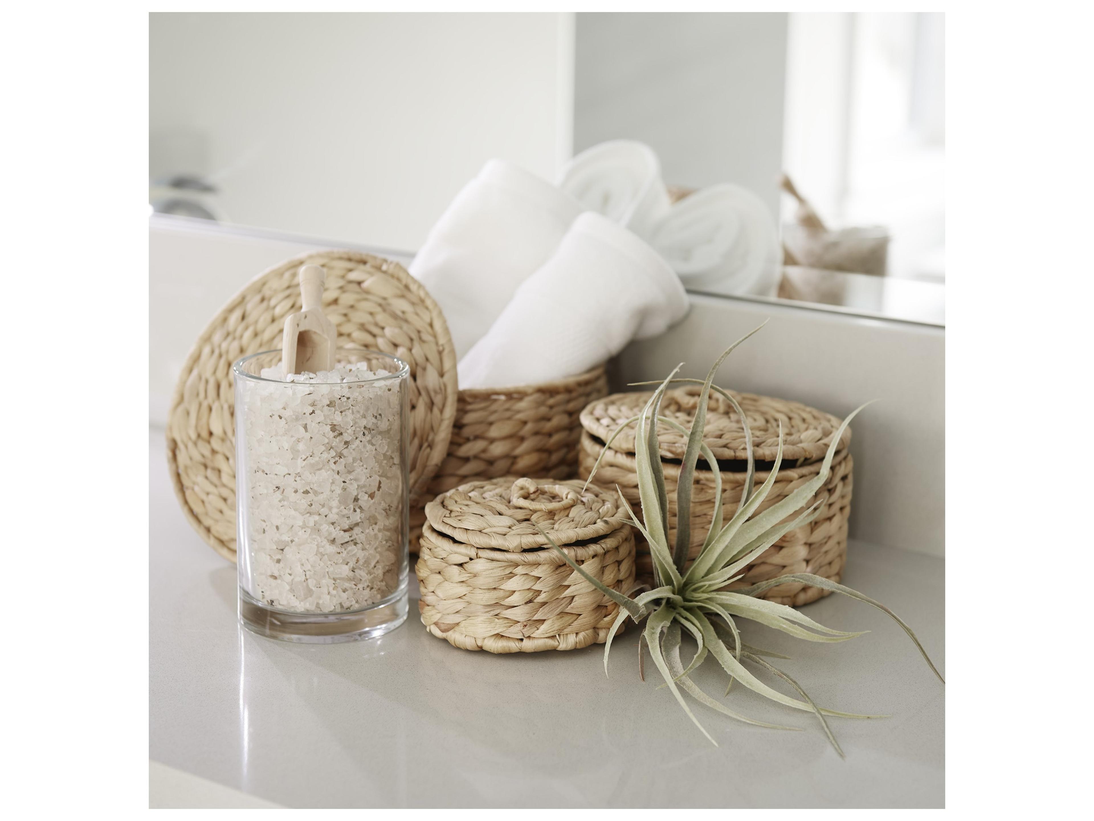 Mercana Kea Set of 3 Nesting Water Hyacinth Boxes with Lids