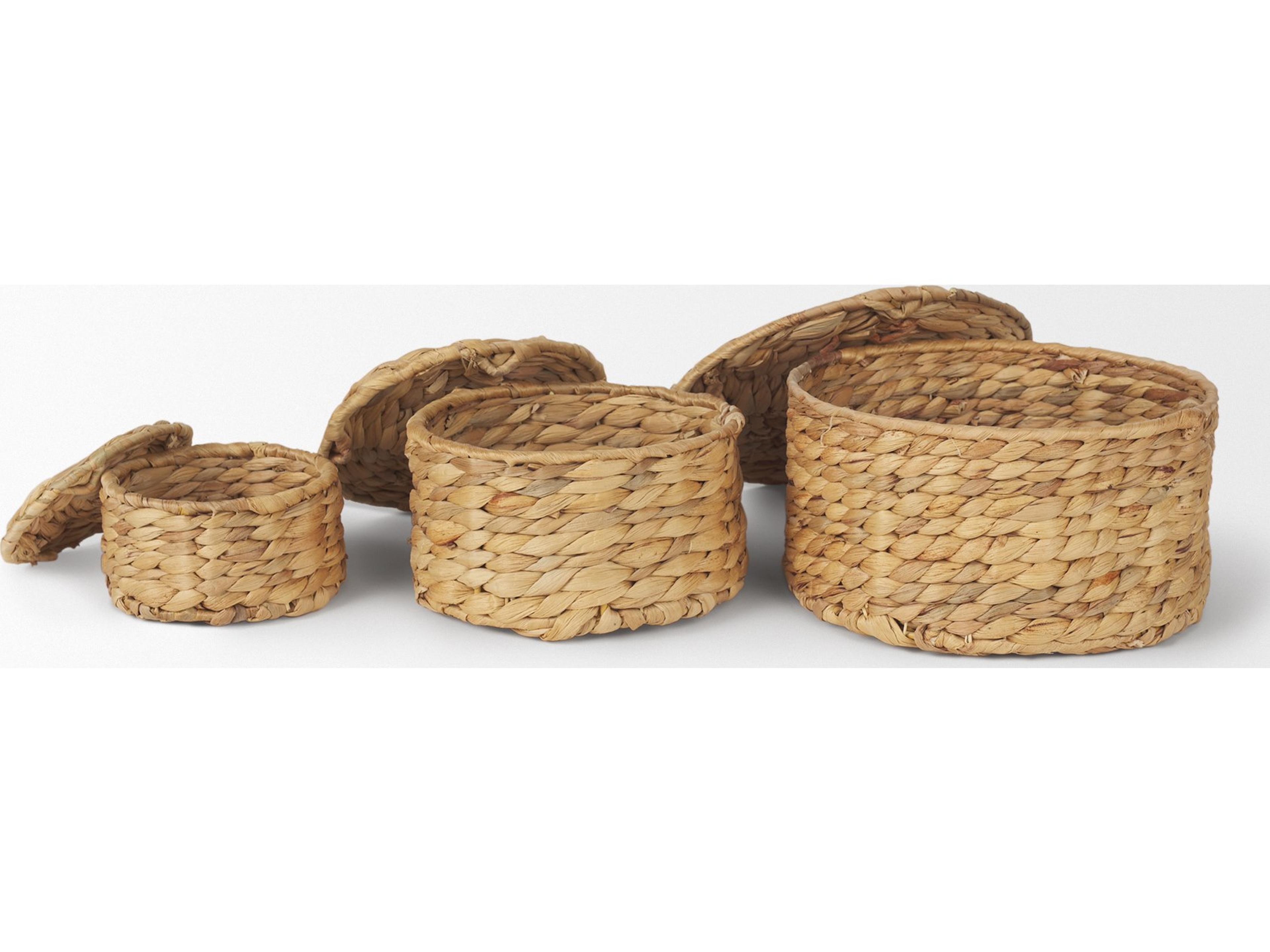 Mercana Kea Set of 3 Nesting Water Hyacinth Boxes with Lids