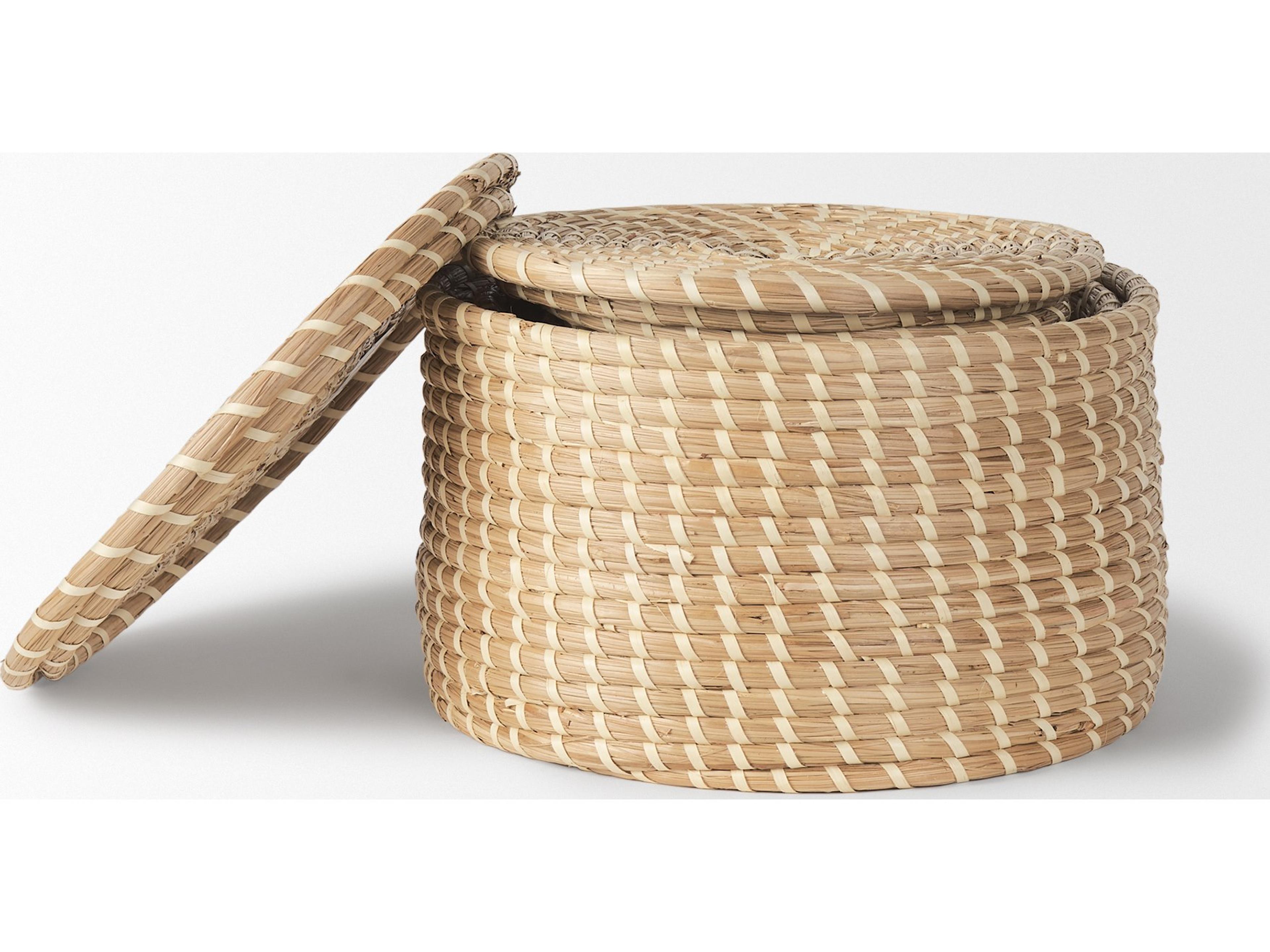 Mercana Kailini Set of 3 Nesting Seagrass & Palm Leaf Boxes with Lids