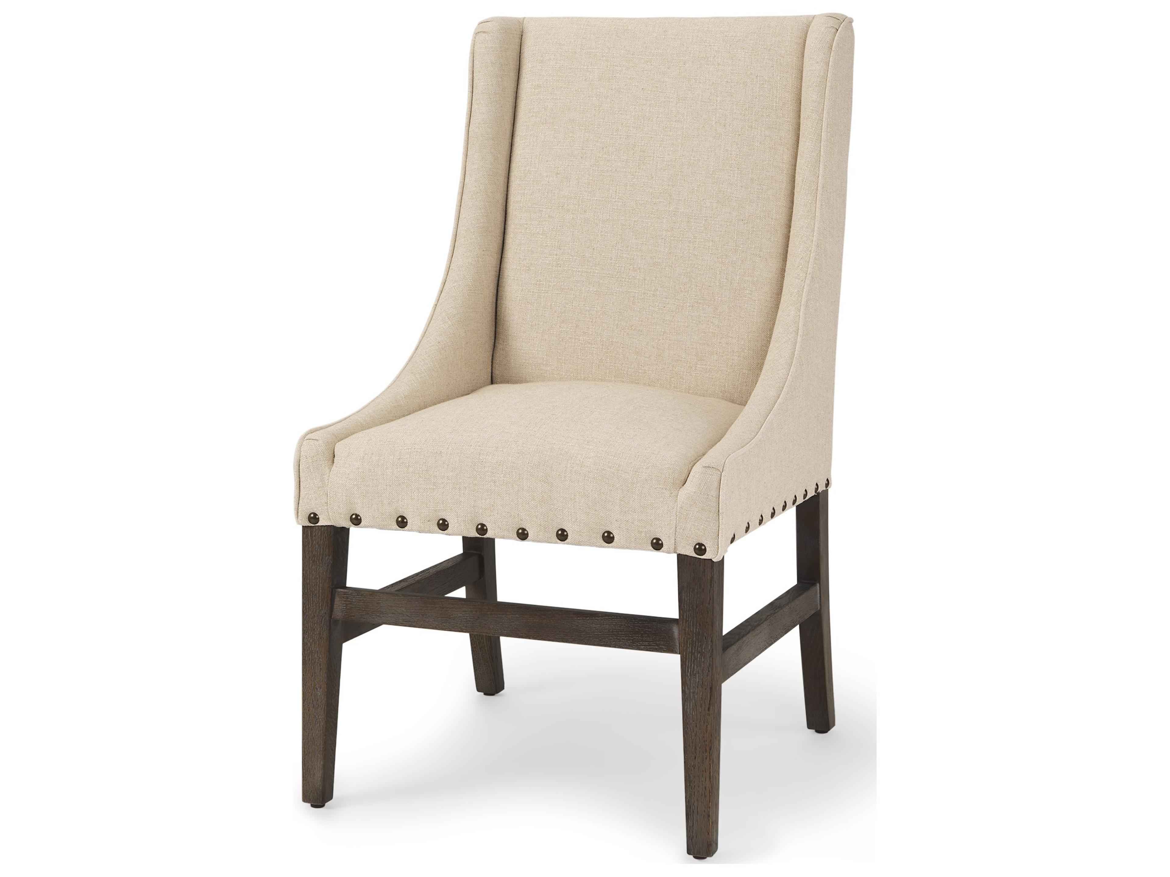 Kensington I  Cream Fabric and Solid Wood Dining Chair