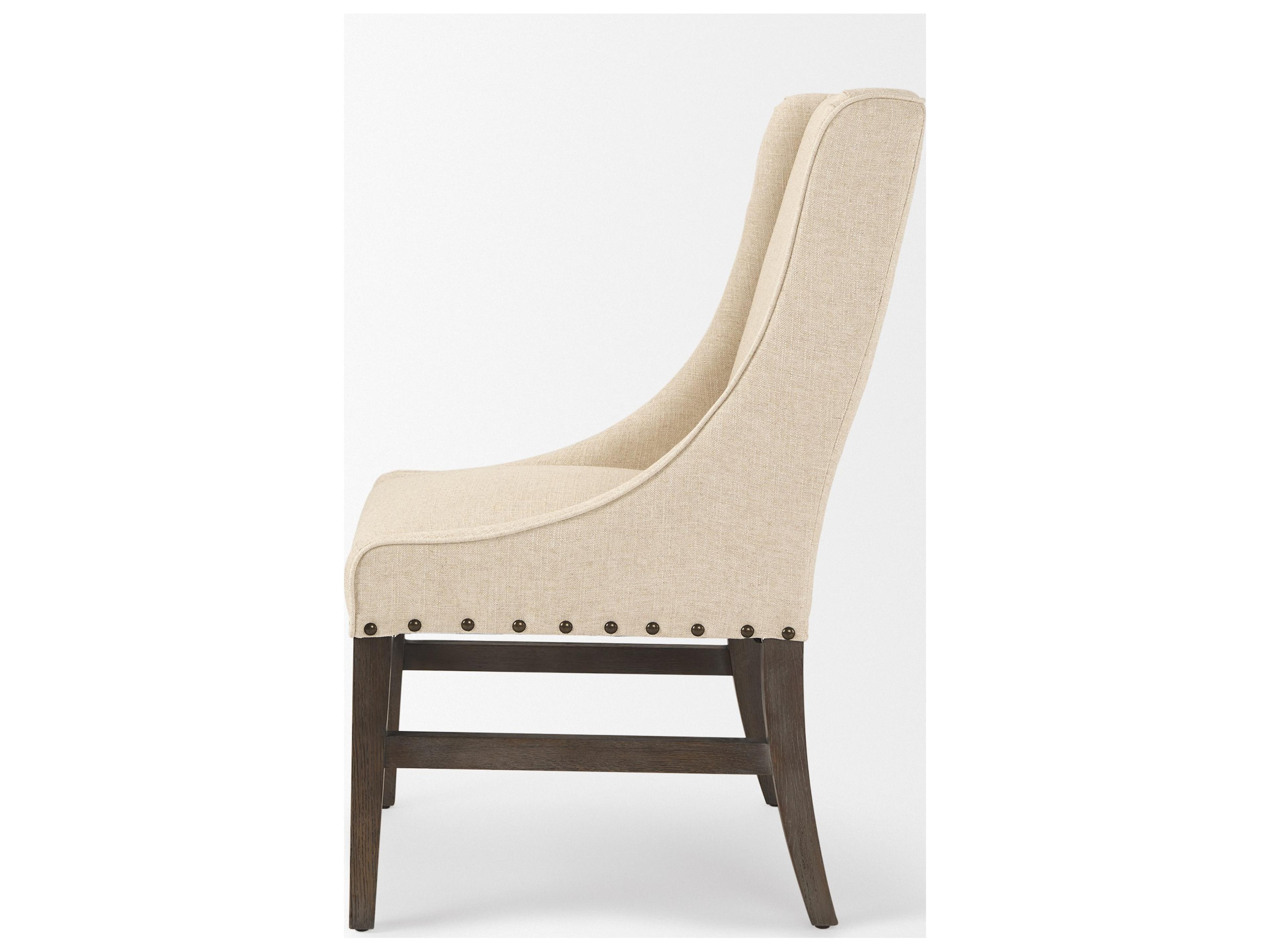 Mercana Kensington I  Cream Fabric and Solid Wood Dining Chair