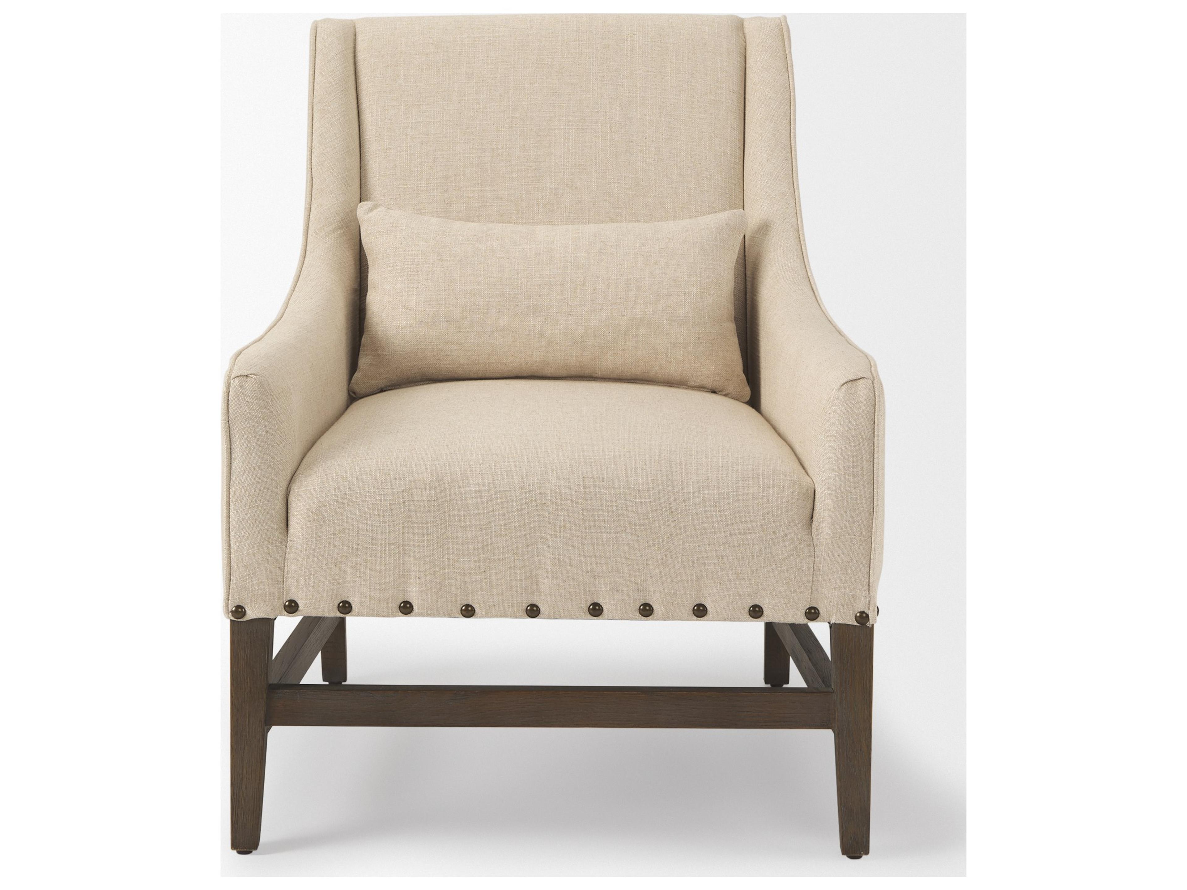 Mercana Kensington Cream Linen Fabric and Wood Accent Chair