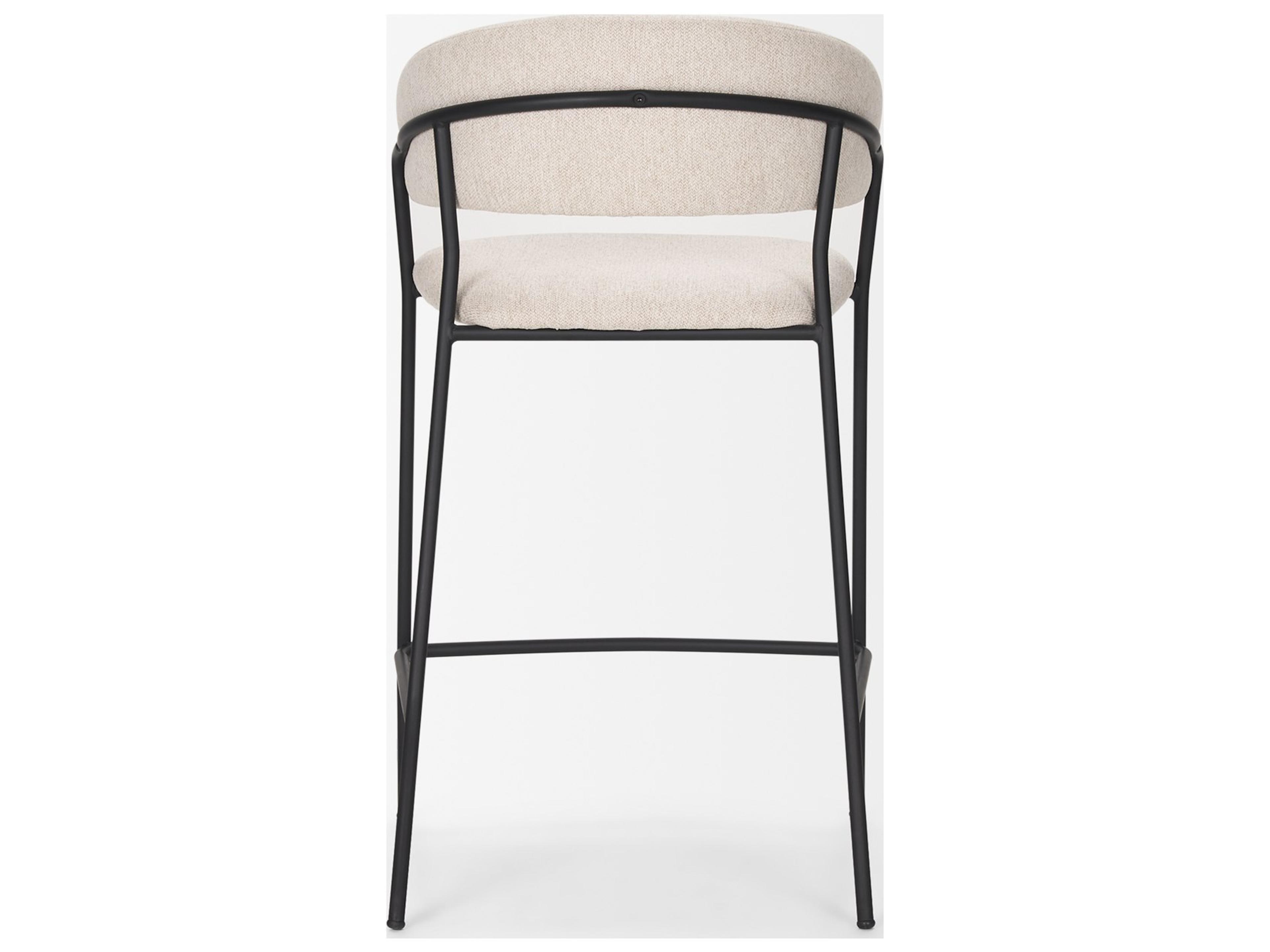Mercana Carolyn Counter Stool w/ Oatmeal Fabric & Matte Black Metal