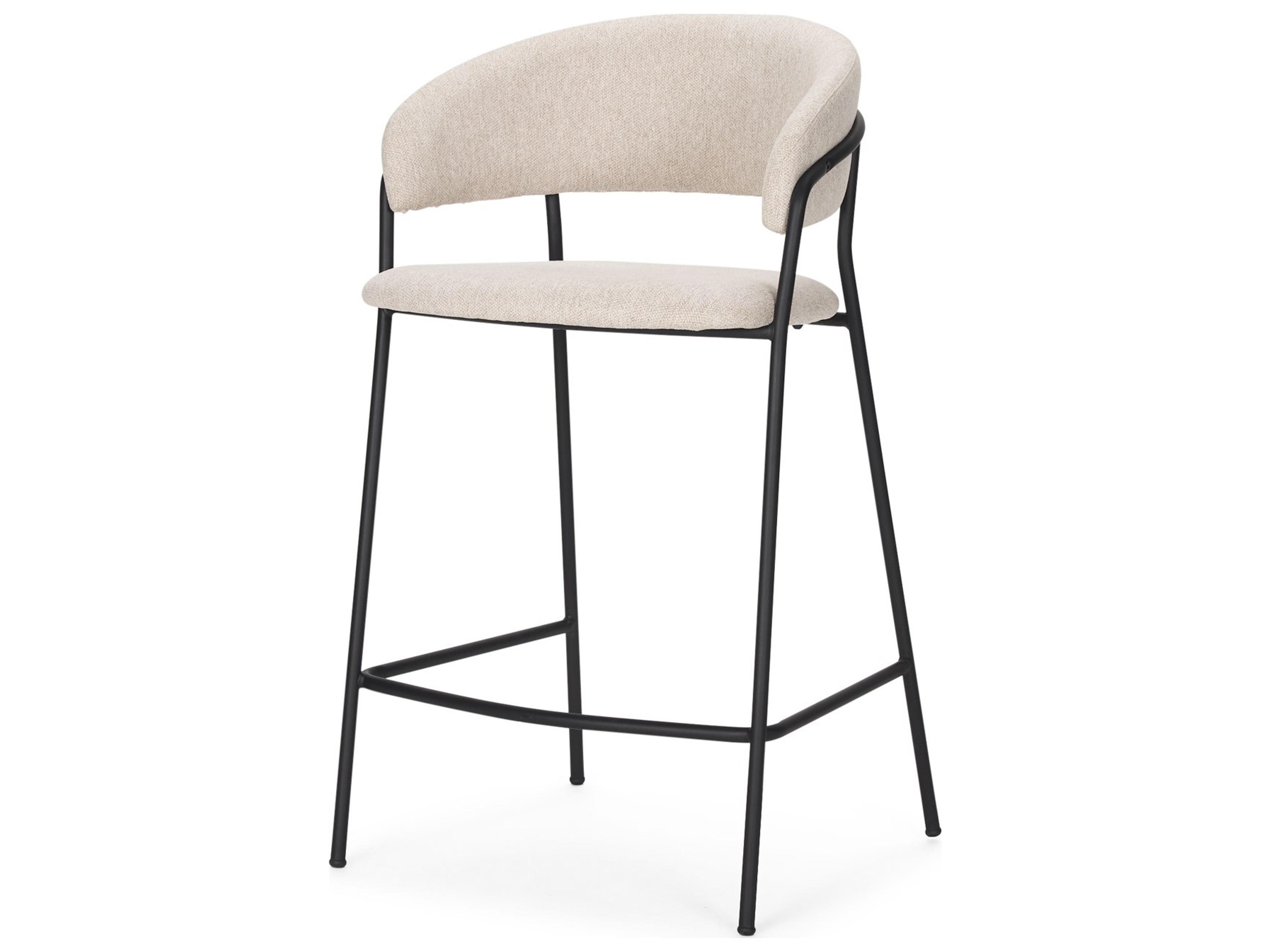 Carolyn Counter Stool w/ Oatmeal Fabric & Matte Black Metal